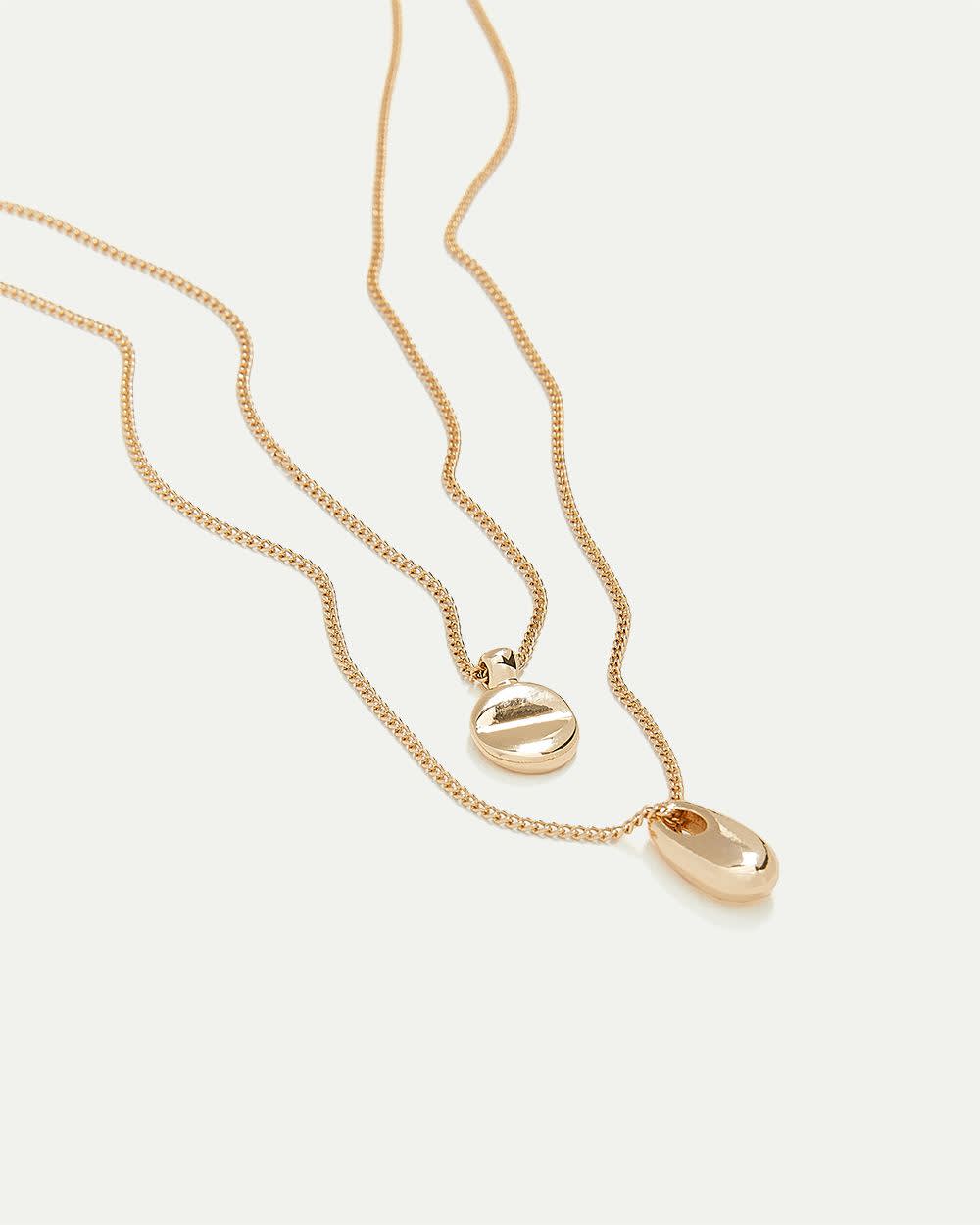 Double-Layer Short Necklace with Metal Pendants - Image 3