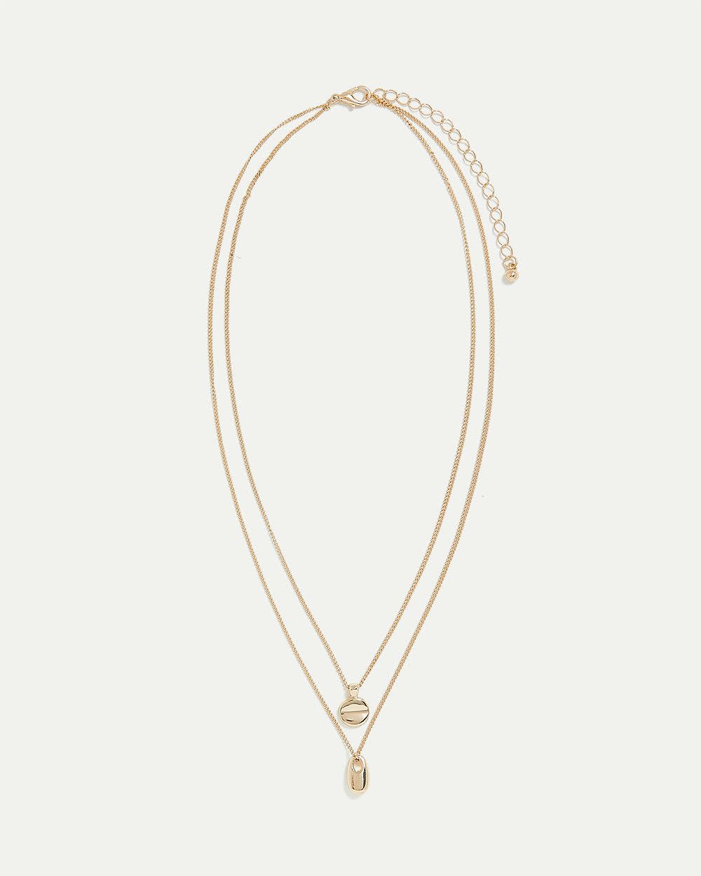 Double-Layer Short Necklace with Metal Pendants - Image 4