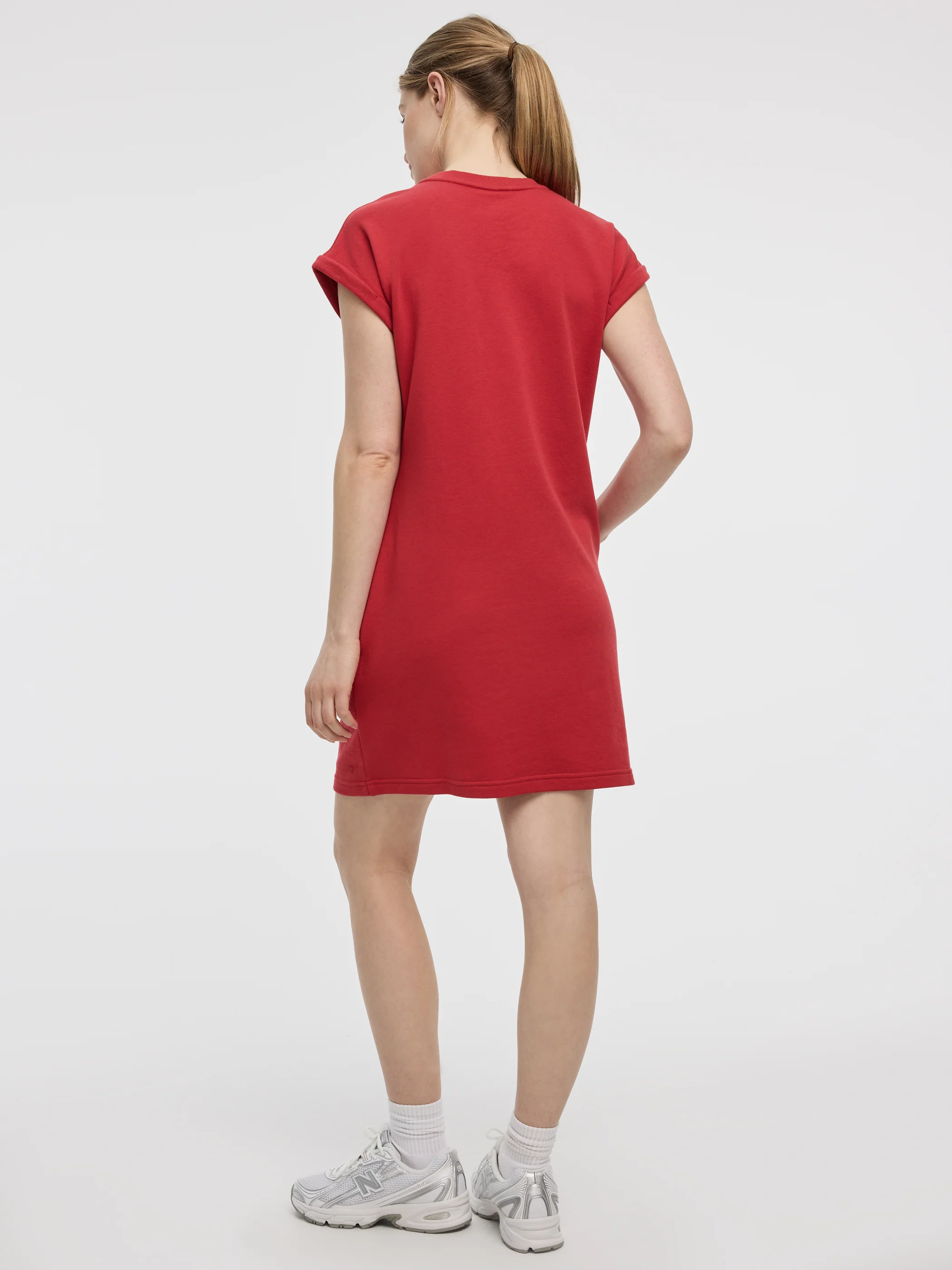 Crew-Neck French Terry Dress with Pockets - Image 3
