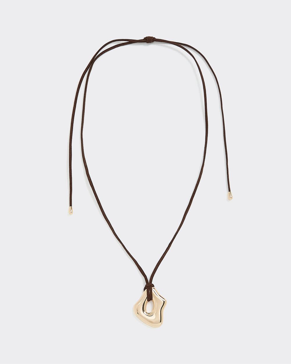 Metal Pendant on Short Cord Necklace - Image 2