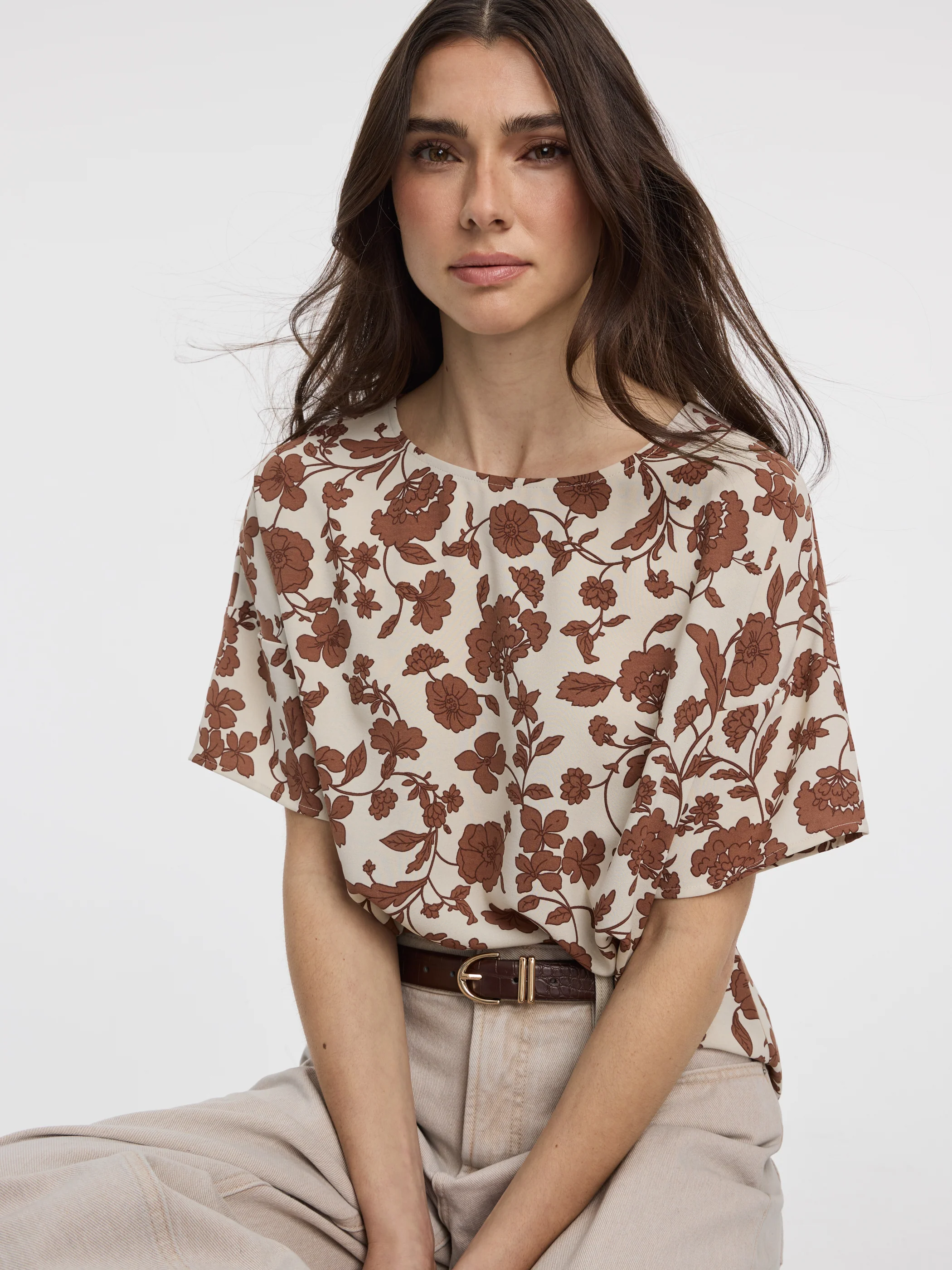 Crew-Neck T-Shirt Blouse - Image 3