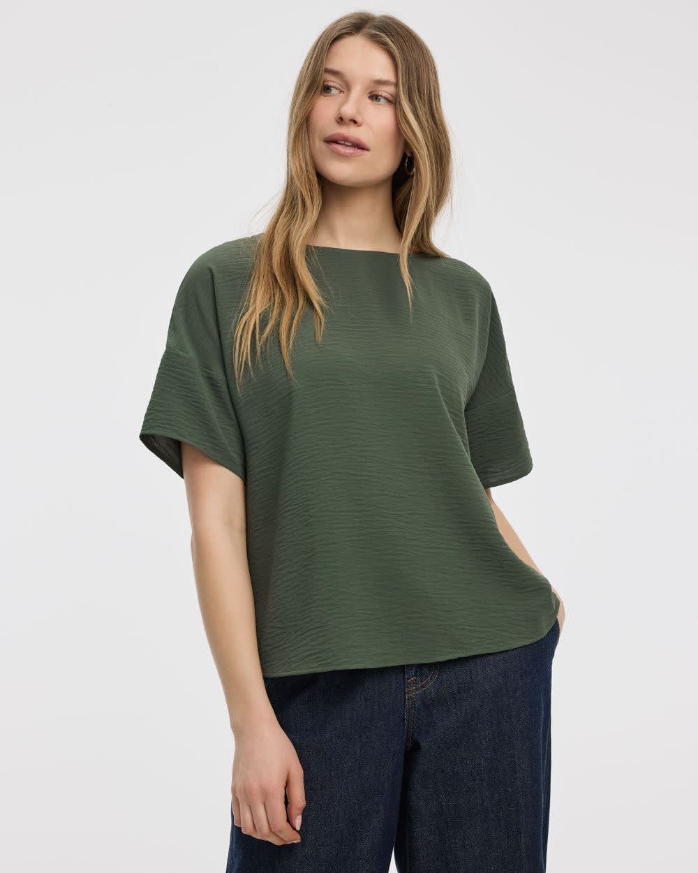 Crew-Neck T-Shirt Blouse - Image 5