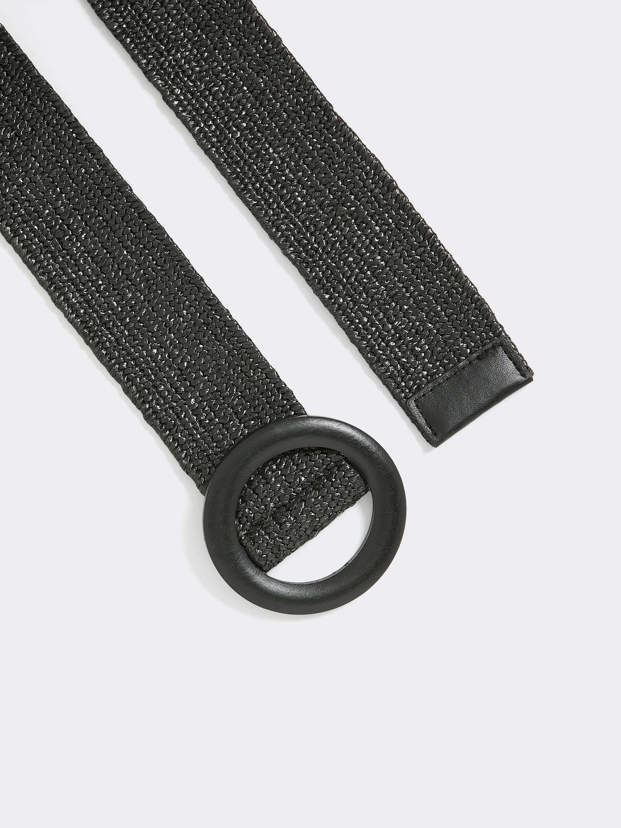 Elastic Straw Belt with Round Wooden Buckle - Image 3