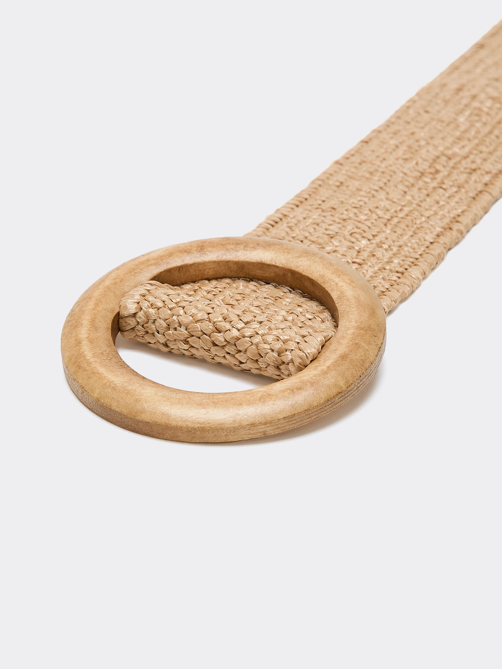 Elastic Straw Belt with Round Wooden Buckle - Image 5