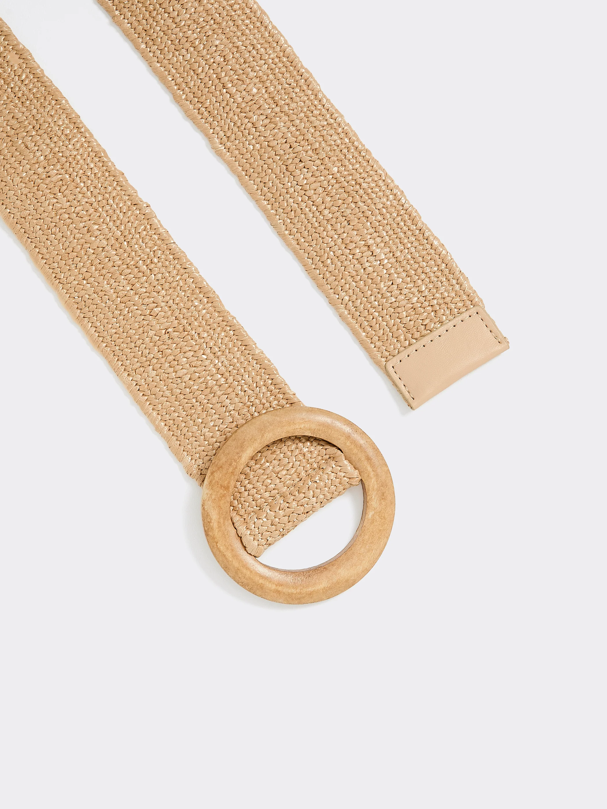 Elastic Straw Belt with Round Wooden Buckle - Image 6