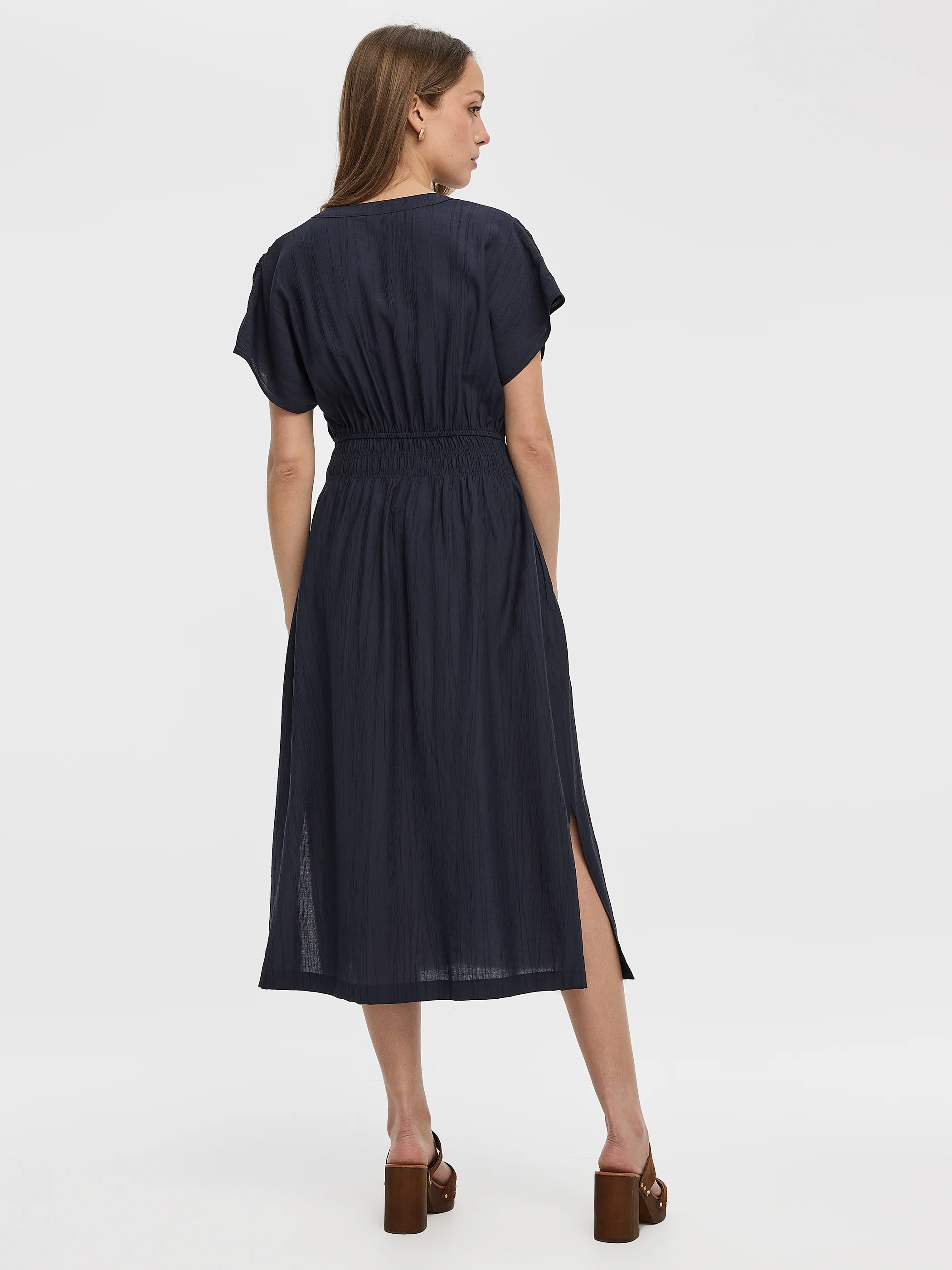 Elbow-Sleeve Midi Shirtdress - Image 3