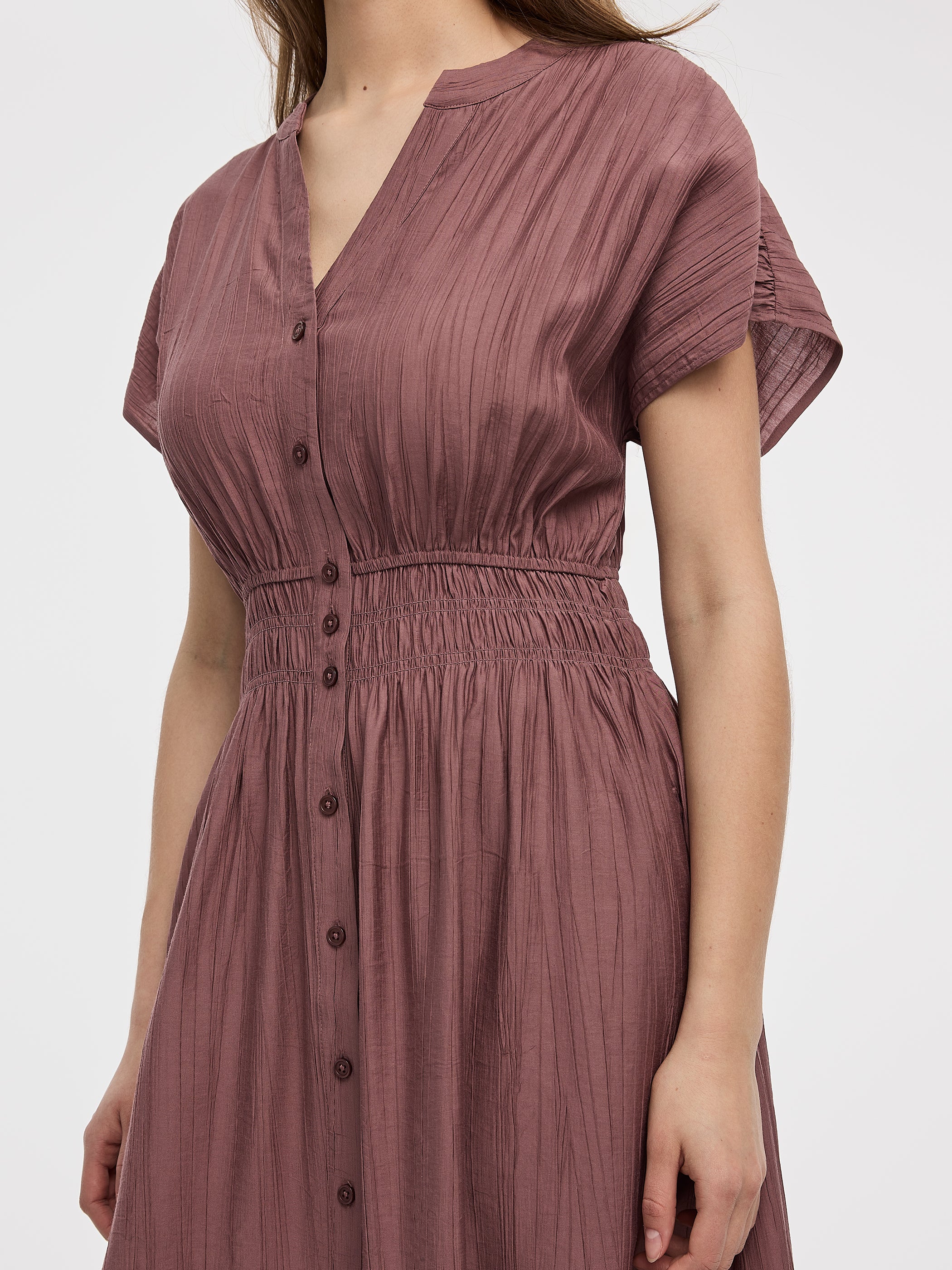 Elbow-Sleeve Midi Shirtdress - Image 6