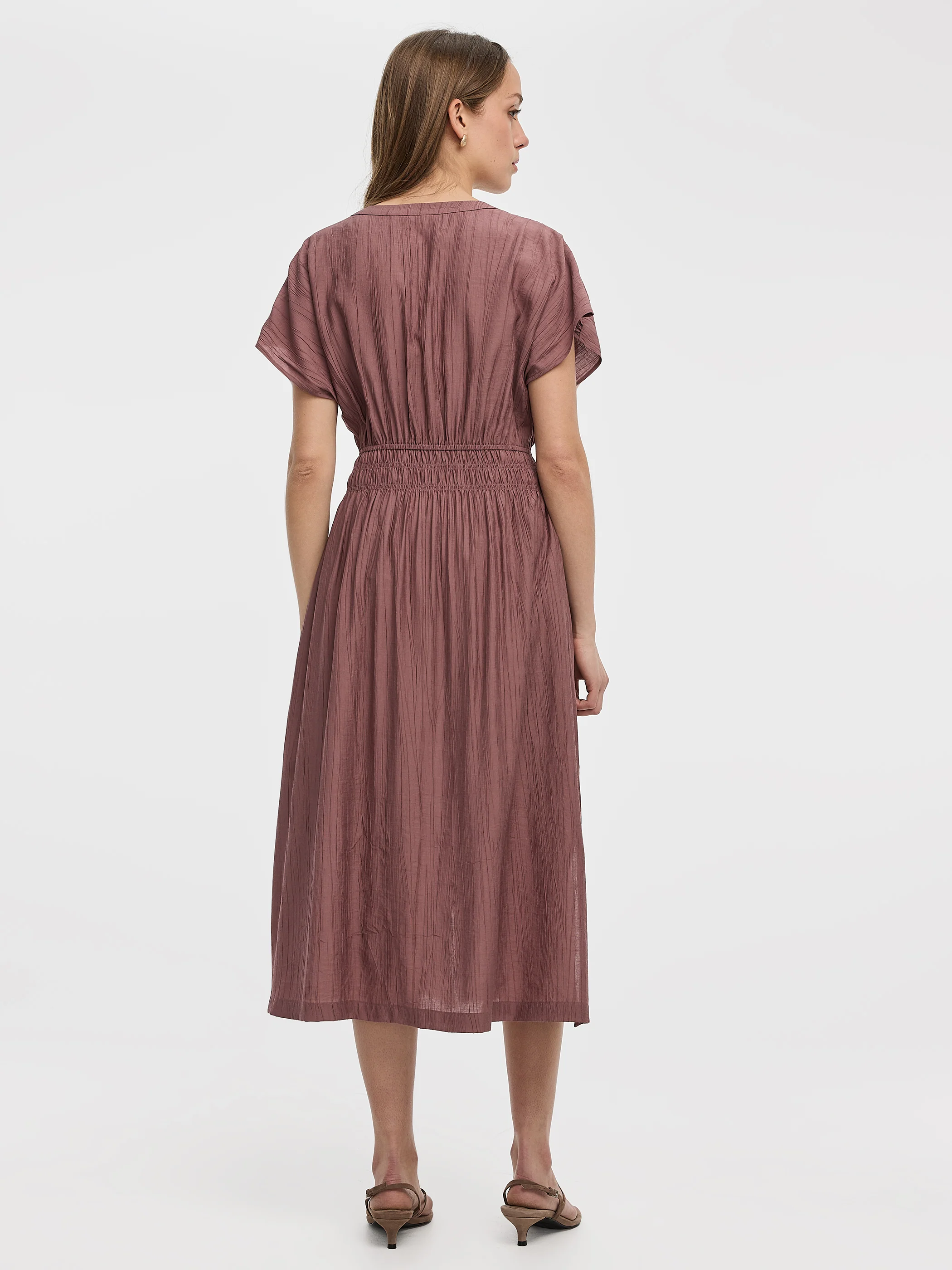 Elbow-Sleeve Midi Shirtdress - Image 7