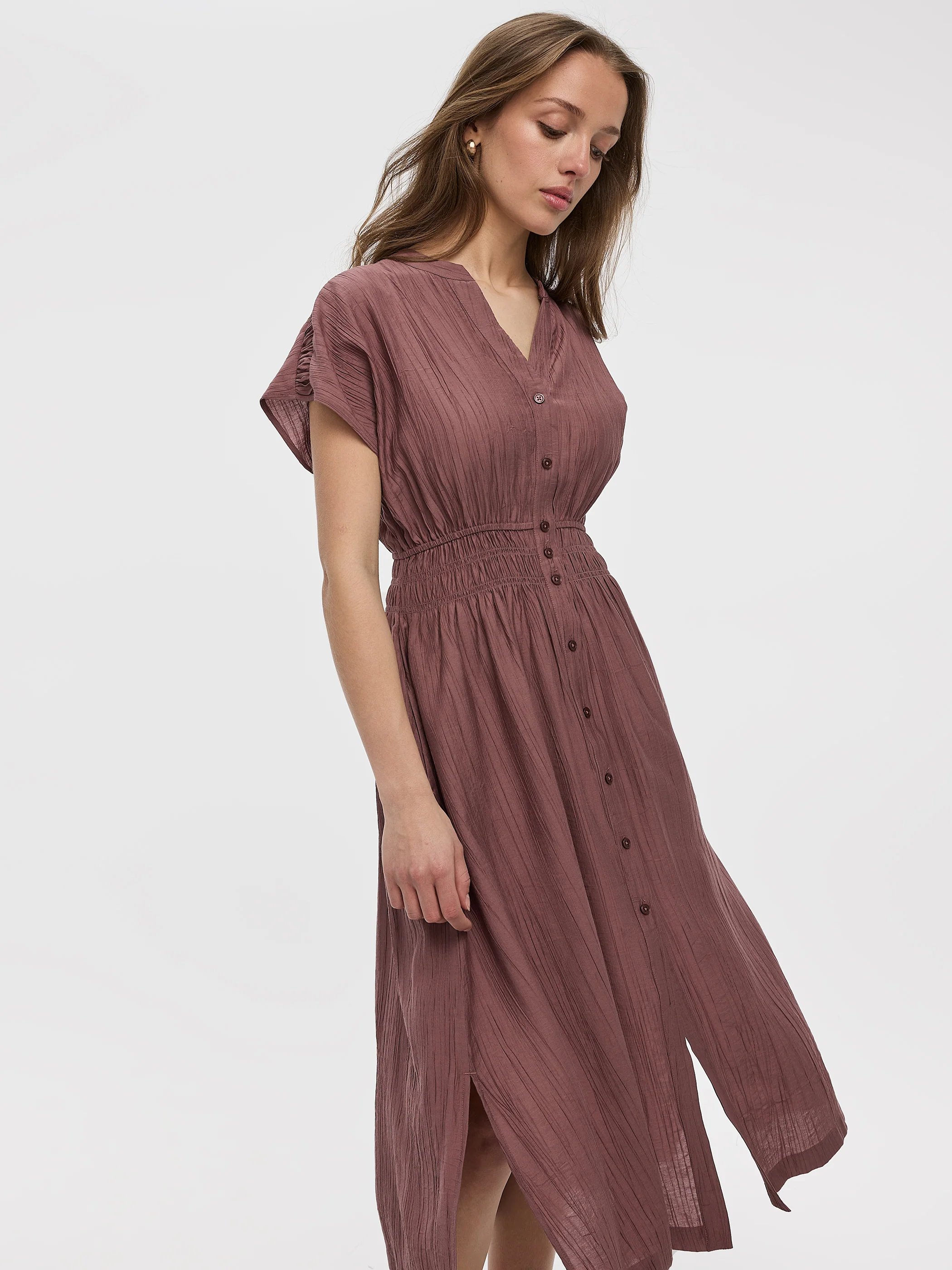 Elbow-Sleeve Midi Shirtdress - Image 8