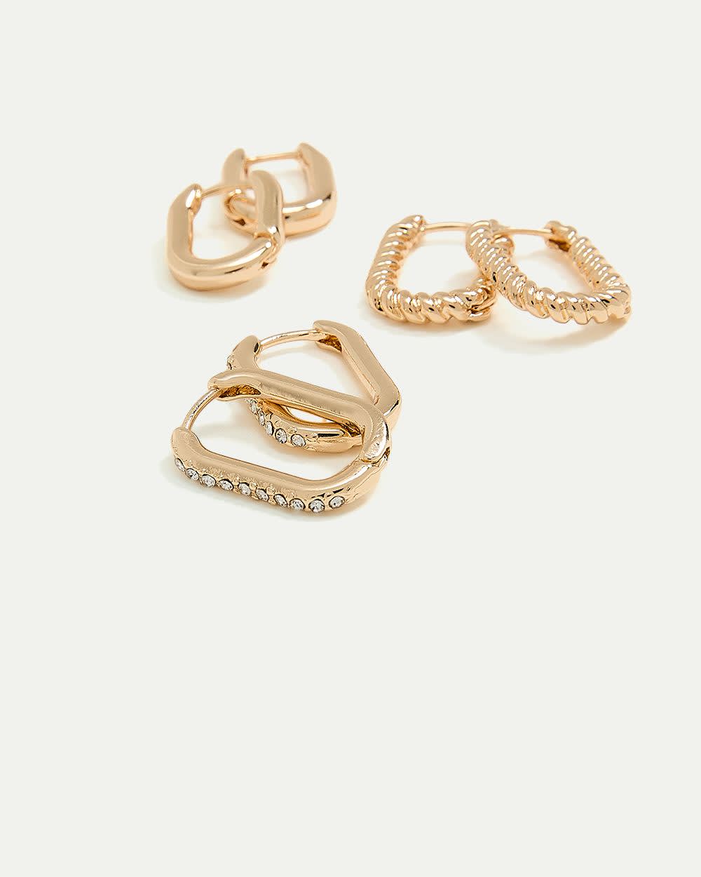 Elongated Hoops - 3 Pairs - Image 3