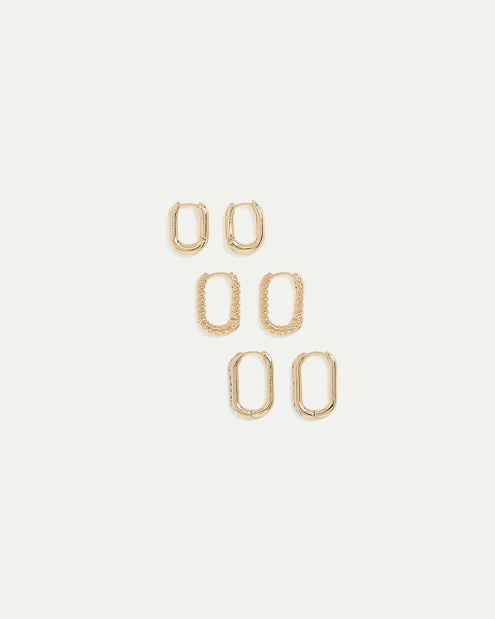Elongated Hoops - 3 Pairs - Image 4