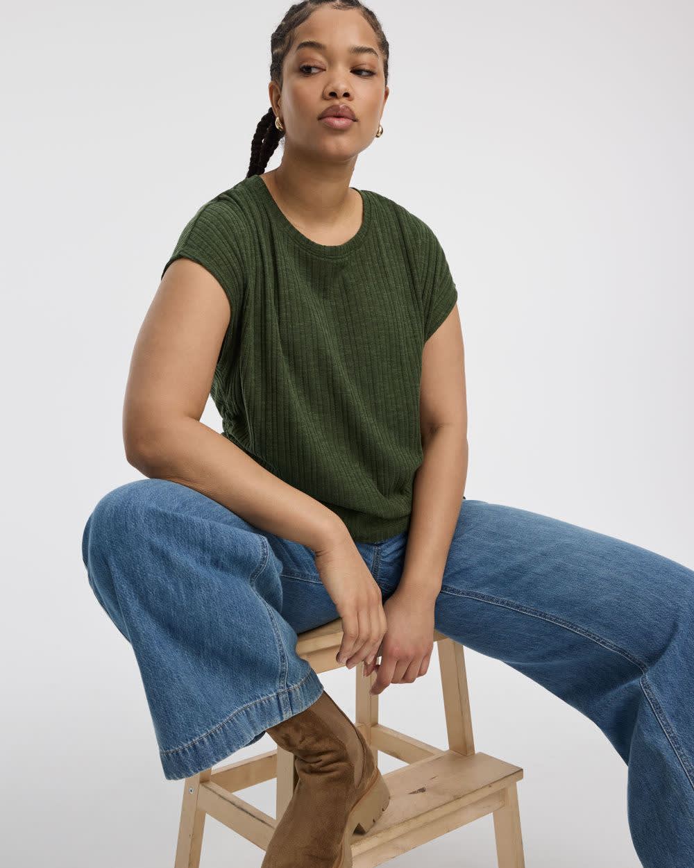 Extended-Sleeve Shirred Tee with Drawstrings - Image 12