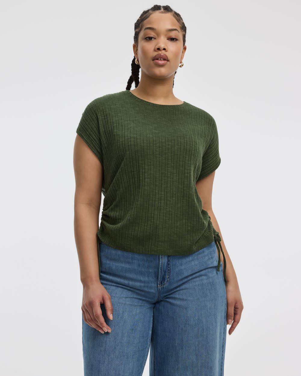 Extended-Sleeve Shirred Tee with Drawstrings - Image 9