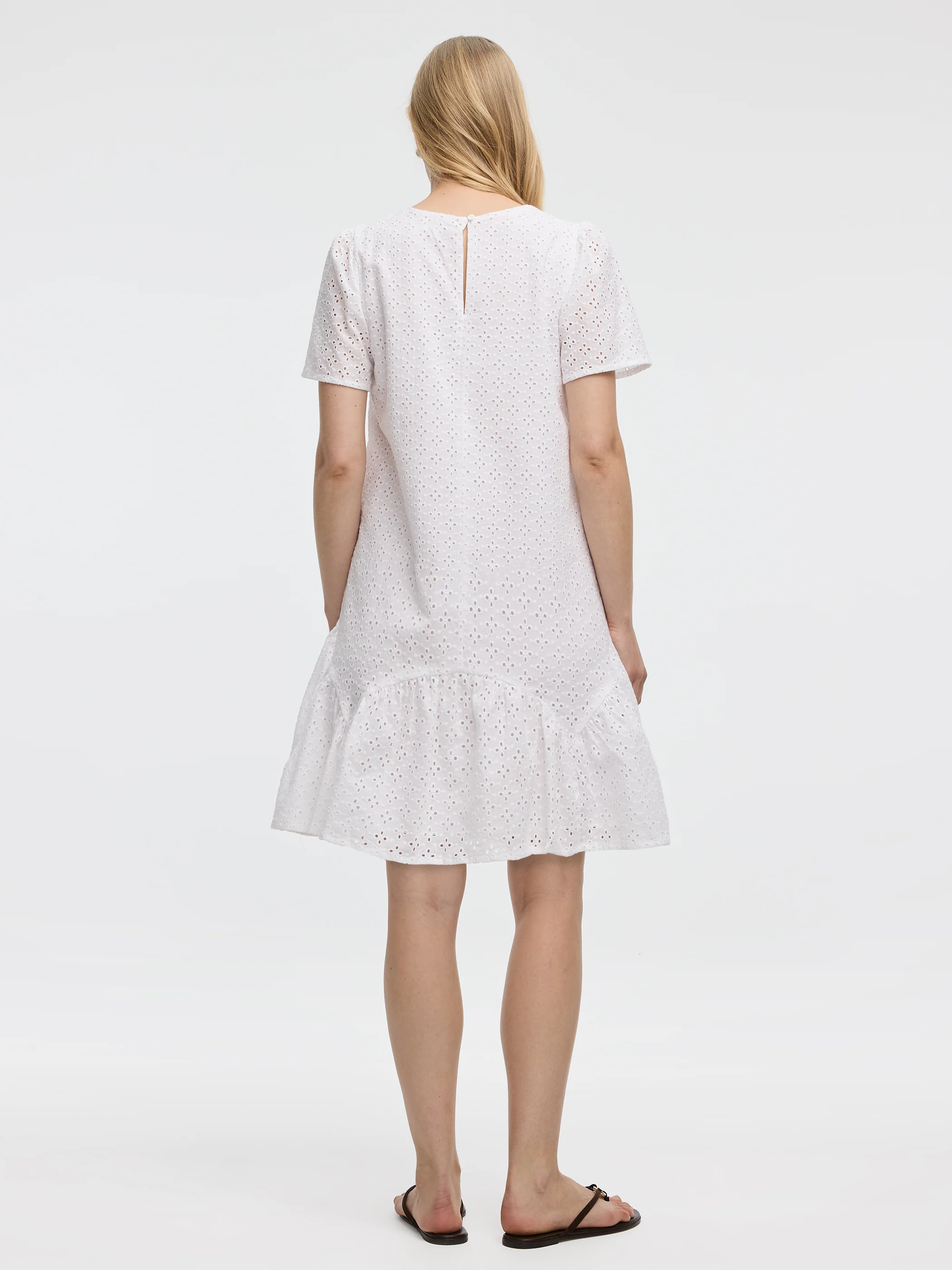 Short-Sleeve Crew-Neck Eyelet Dress - Image 3