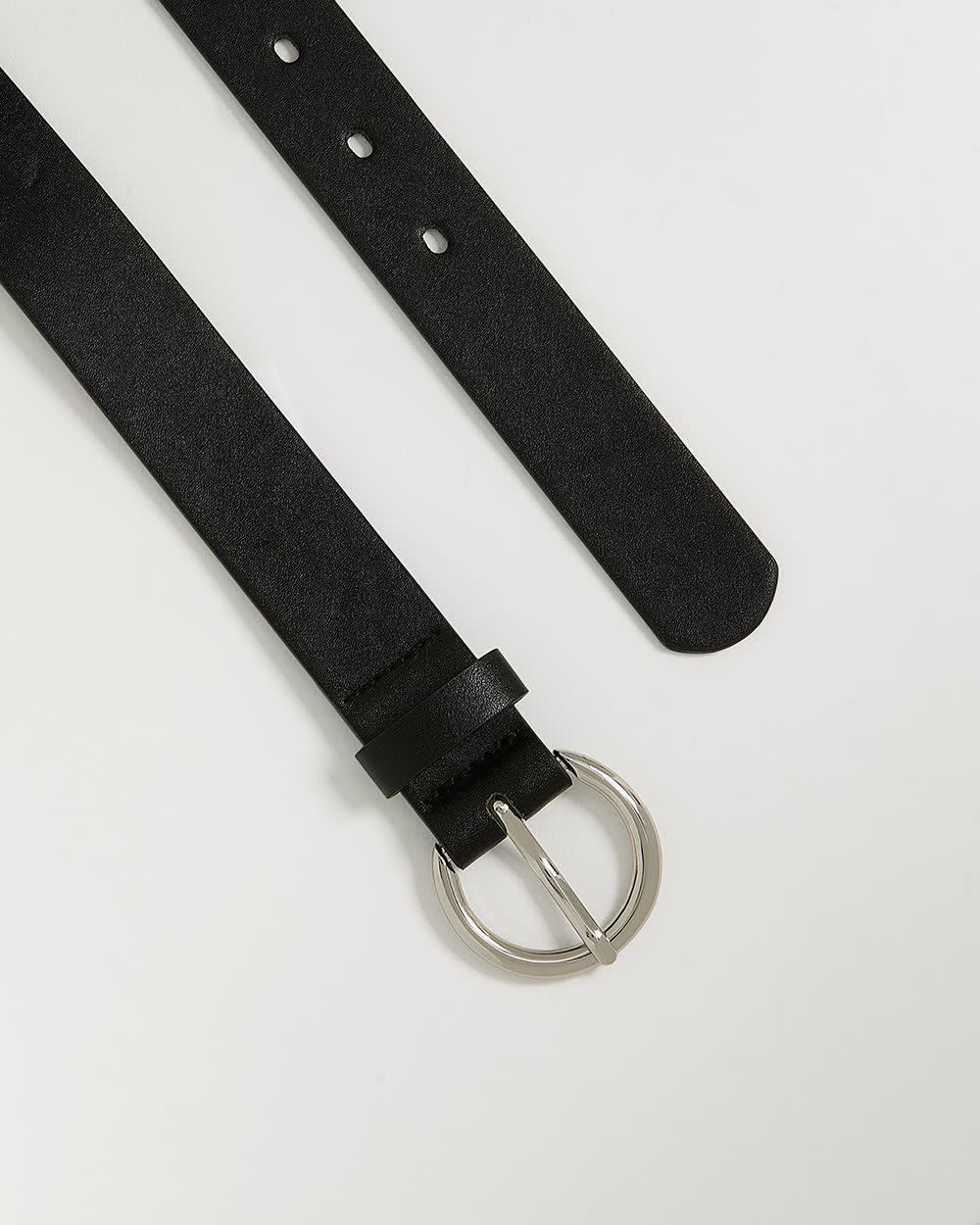Faux Leather Belt with Round Buckle - Image 3