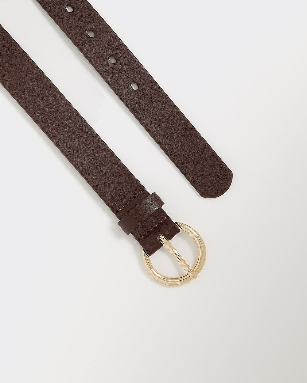 Faux Leather Belt with Round Buckle - Image 3