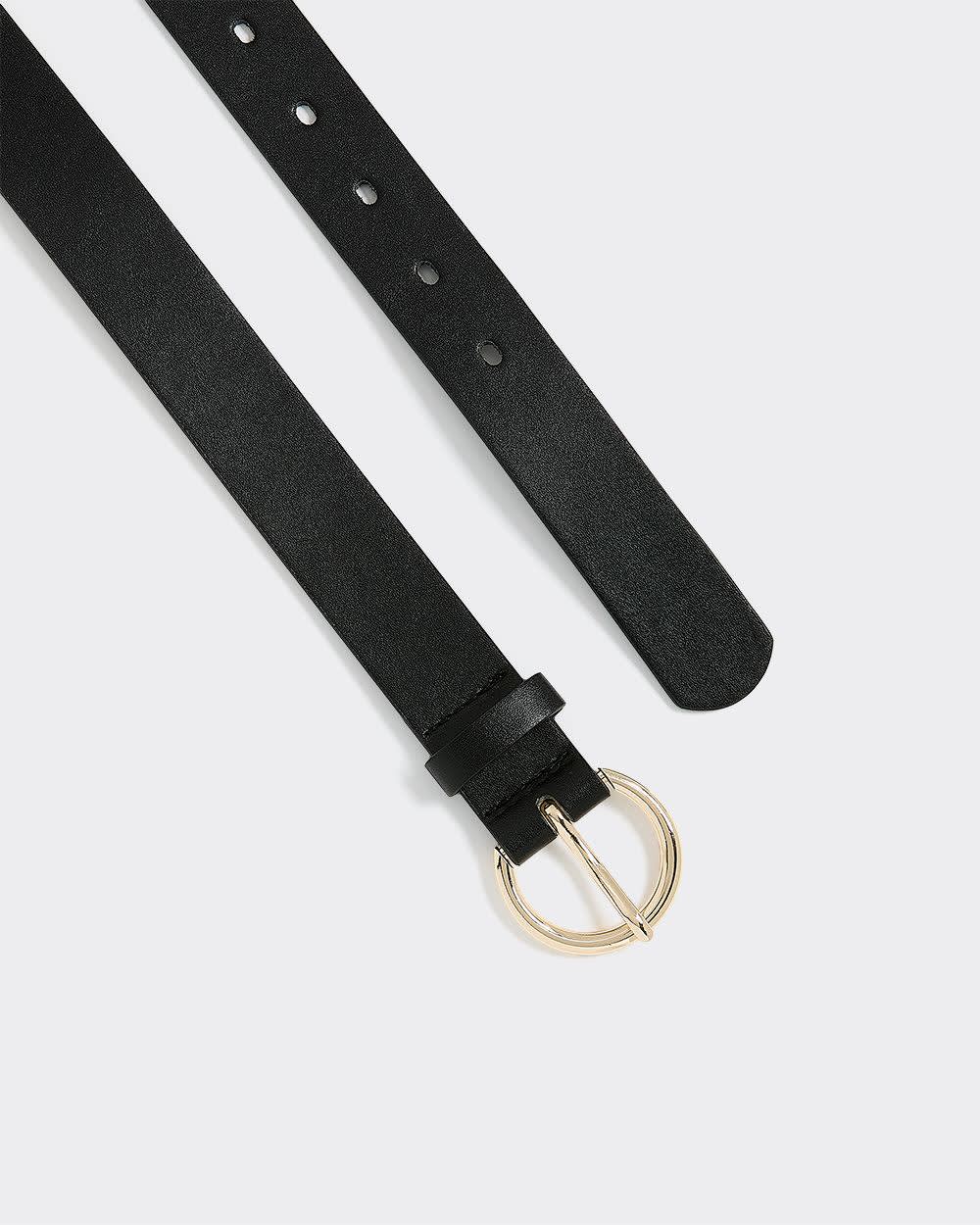 Faux Leather Belt with Round Buckle - Image 3