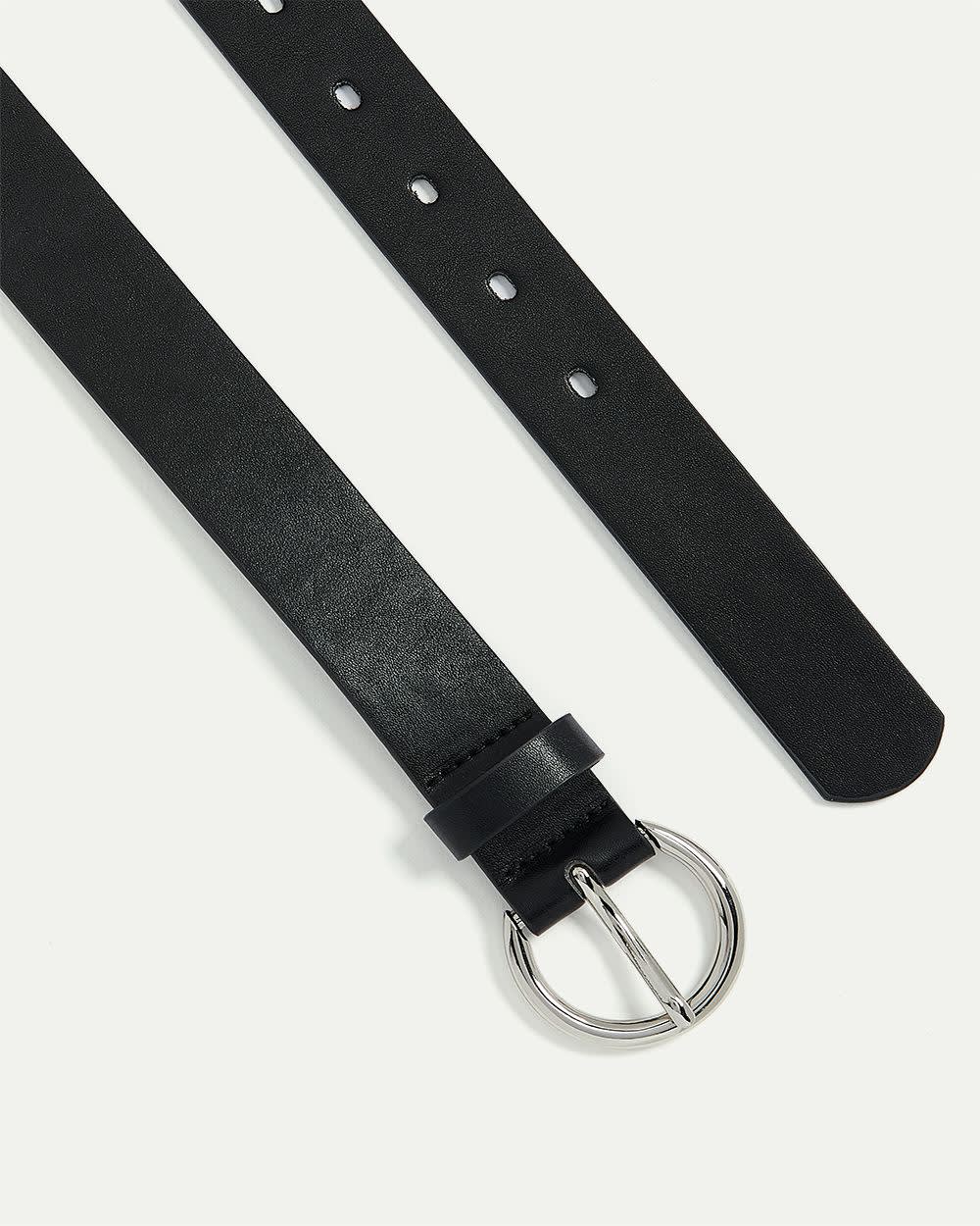 Faux Leather Belt with Round Buckle - Image 3