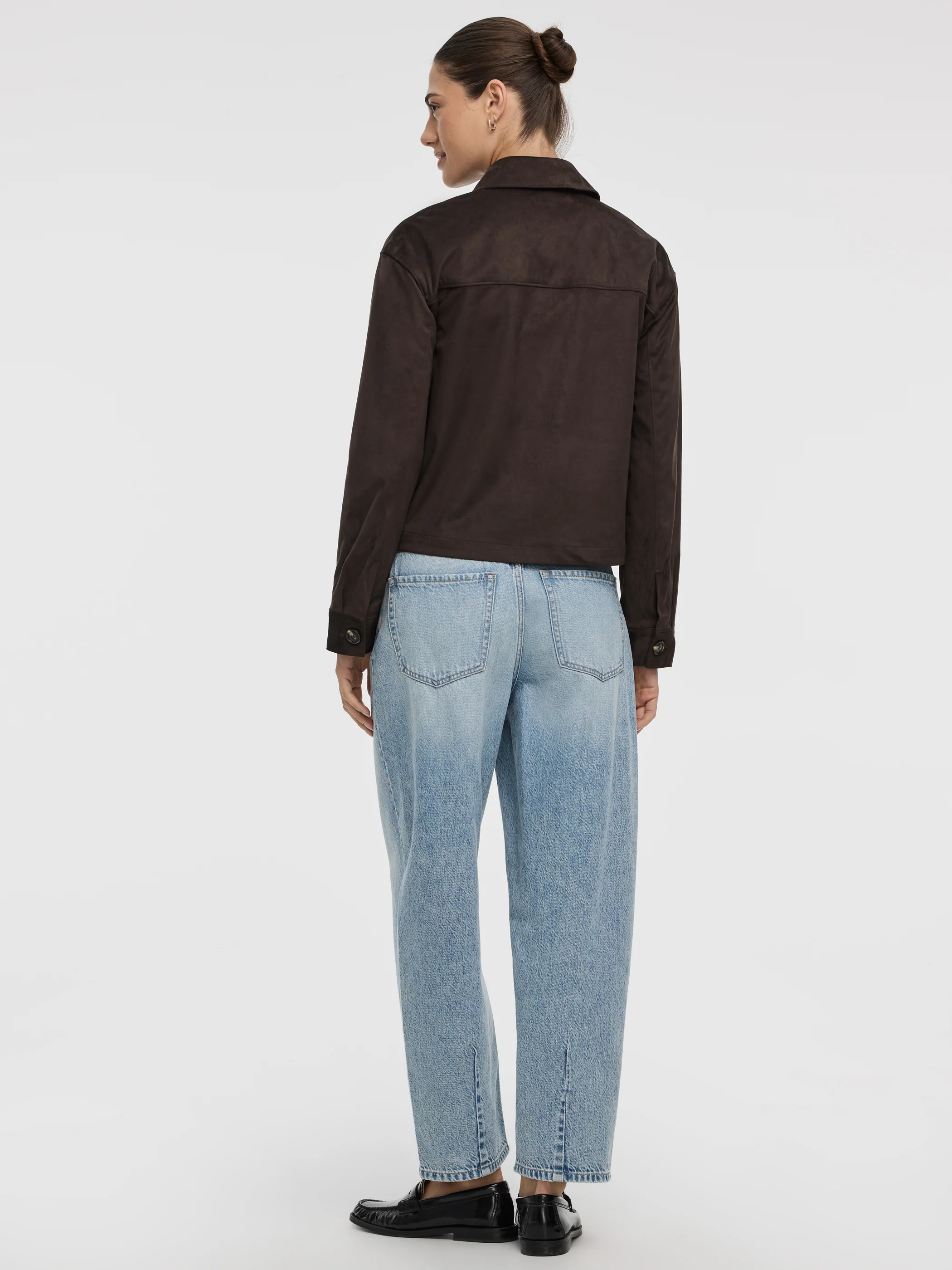Cropped Faux-Suede Jacket - Image 3