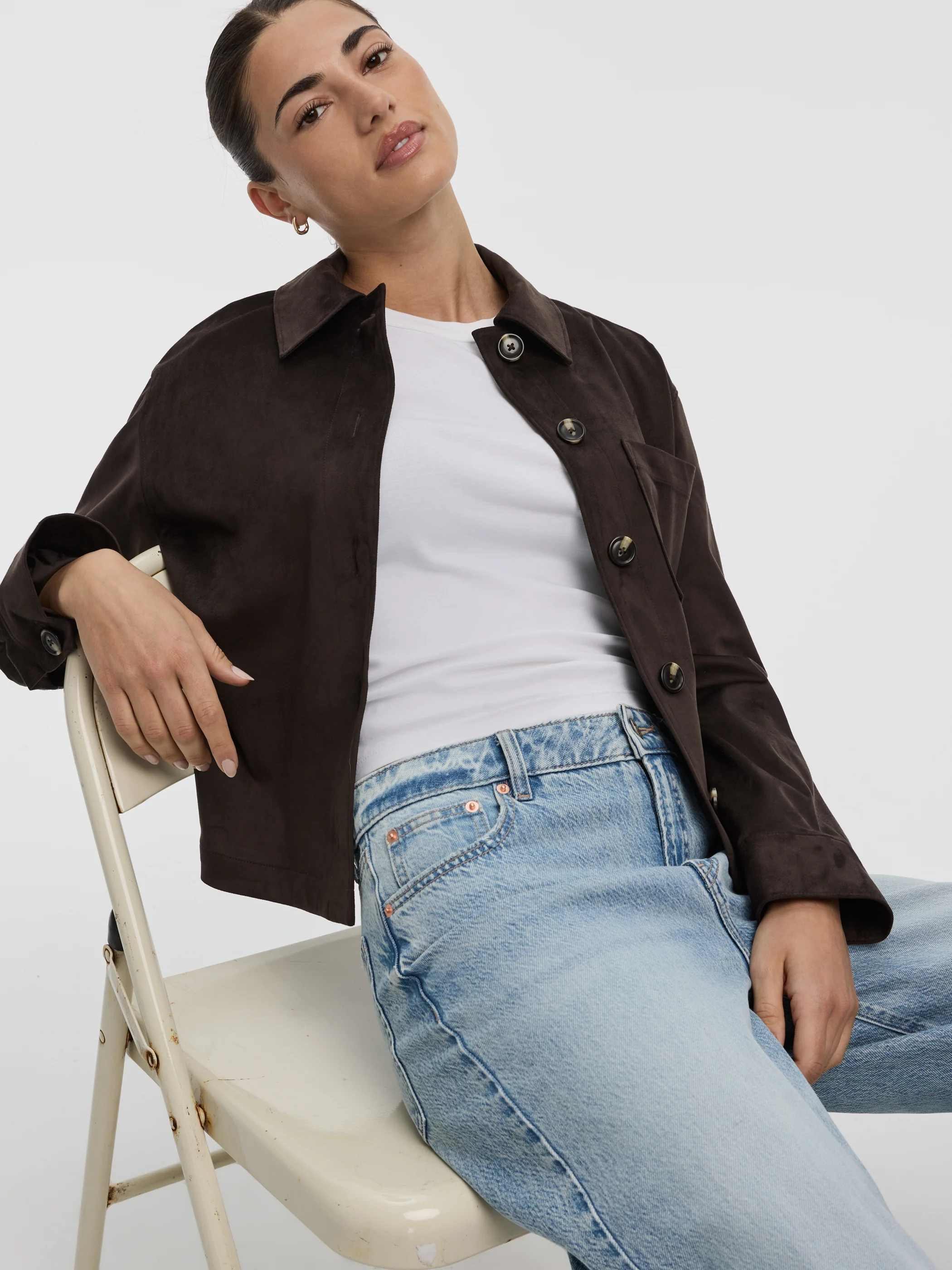 Cropped Faux-Suede Jacket - Image 4