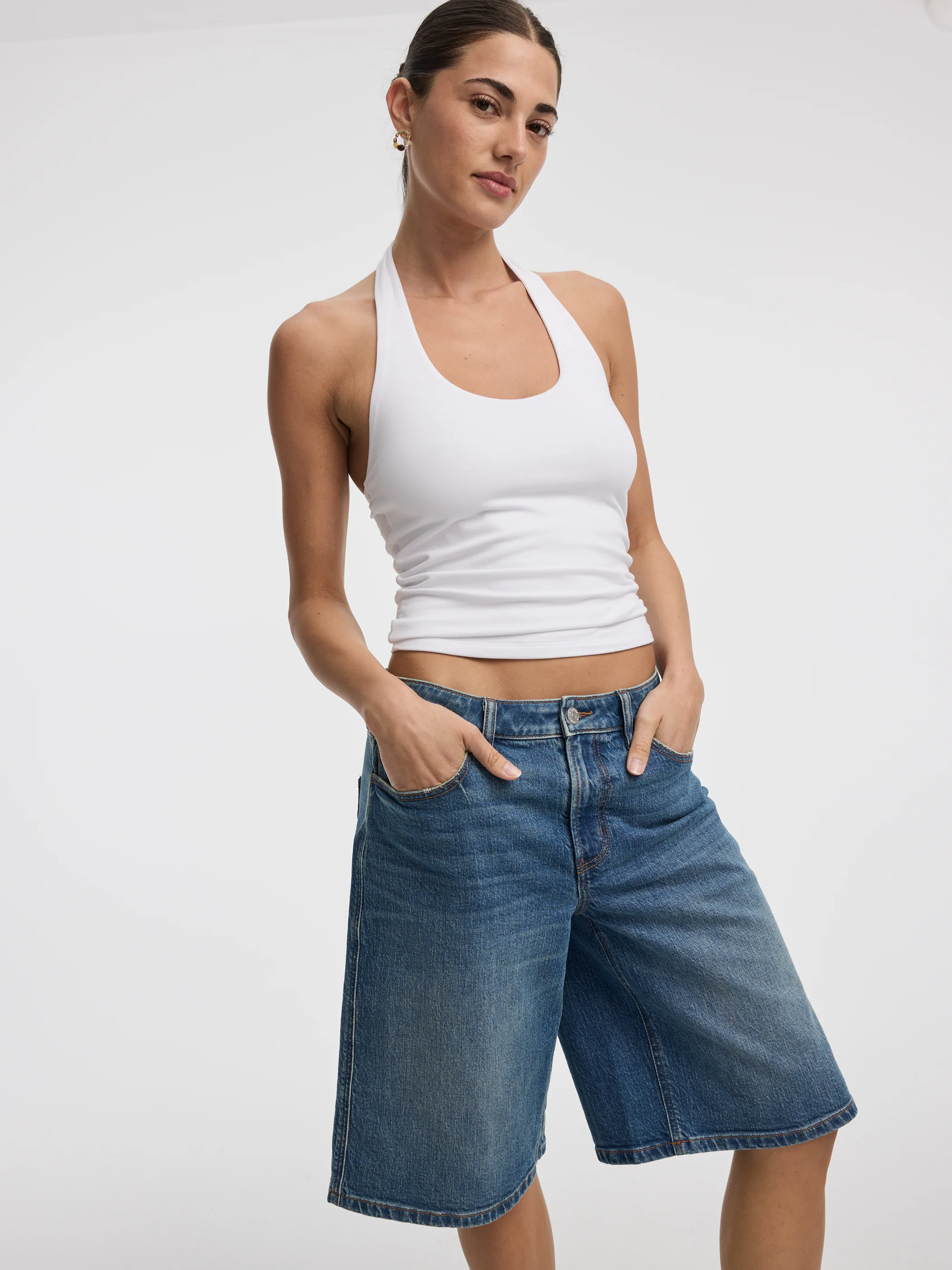 Mid-Rise Denim Bermuda - Image 4