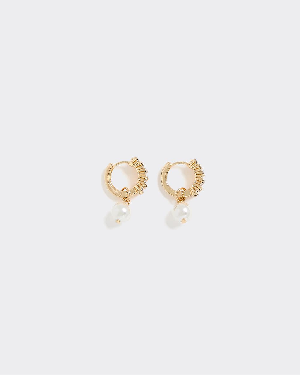 Hoops with Black Stones and Pearls - Image 2