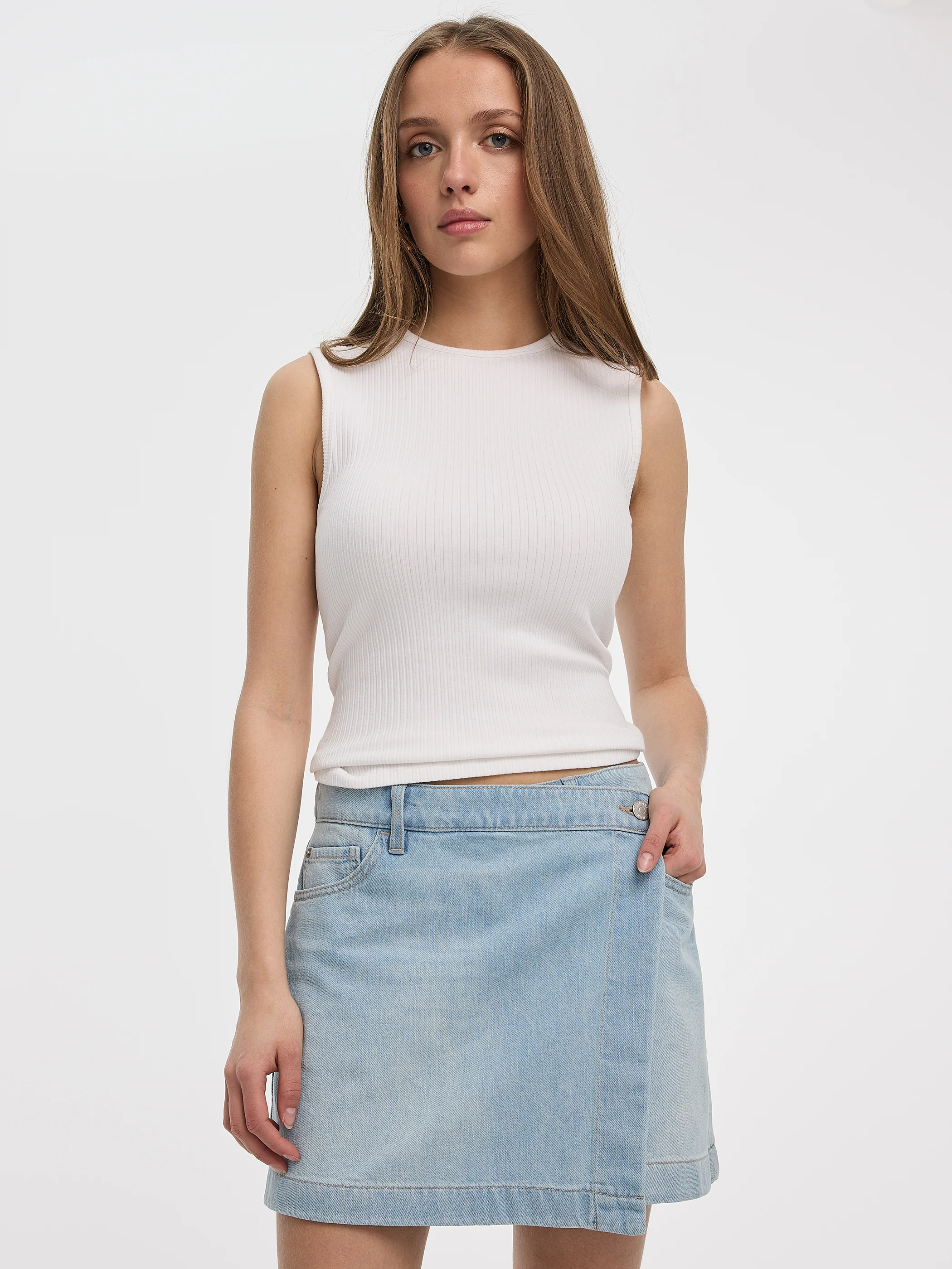 Denim Wrap Skort - Image 4