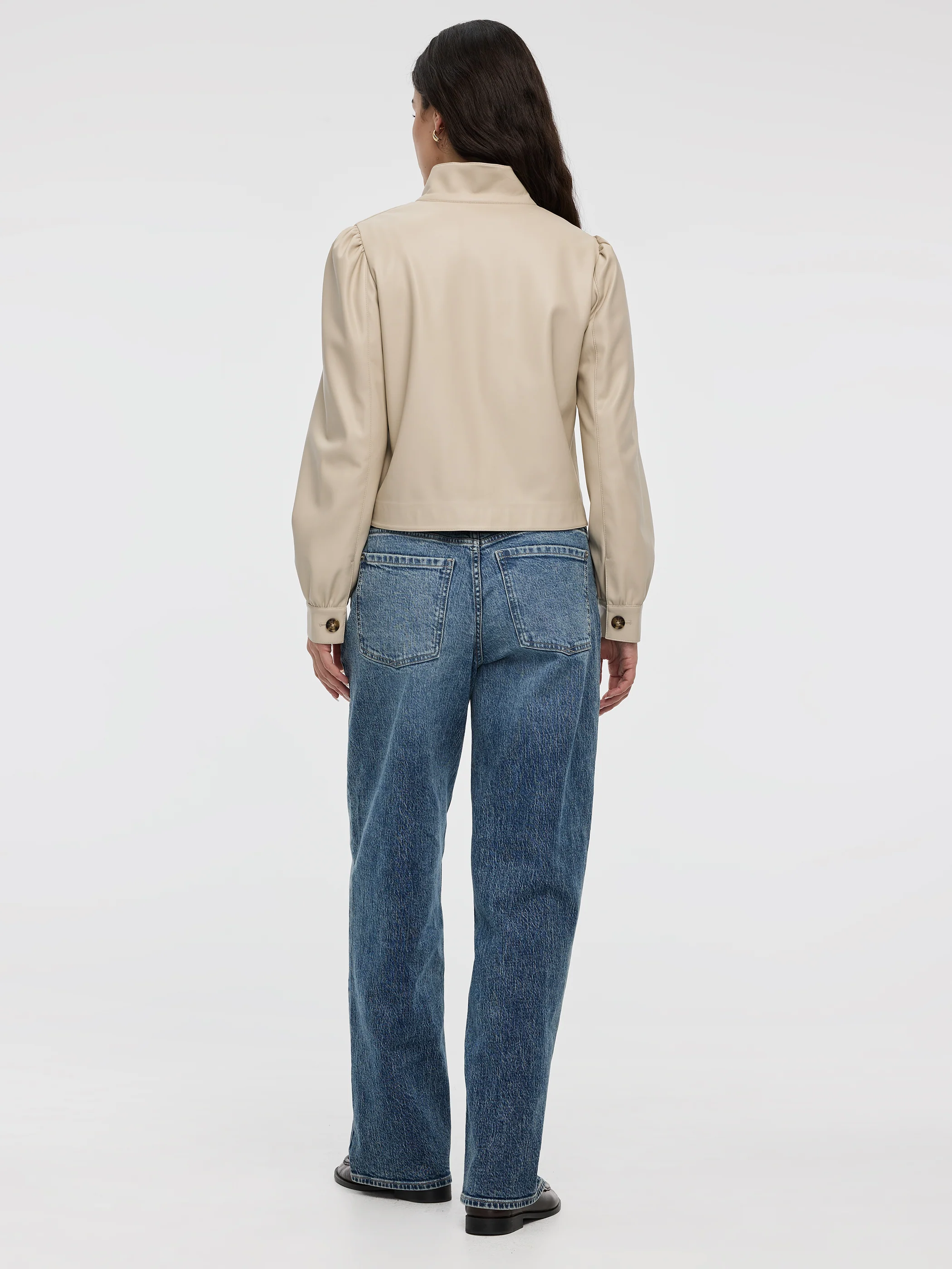 Cropped Faux Leather Jacket - Image 3