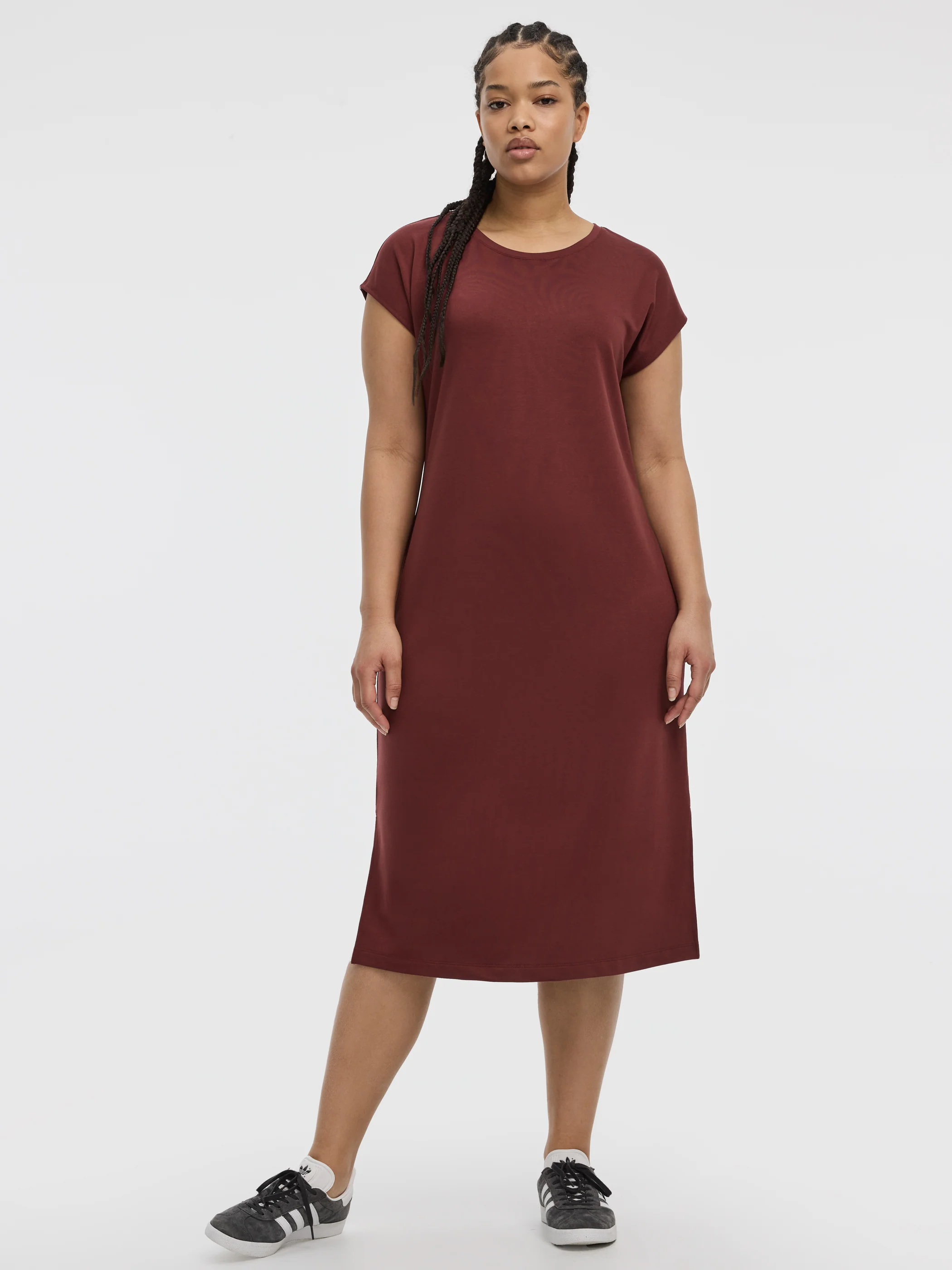 Extended-Sleeve Crew-Neck Midi Dress - Image 5