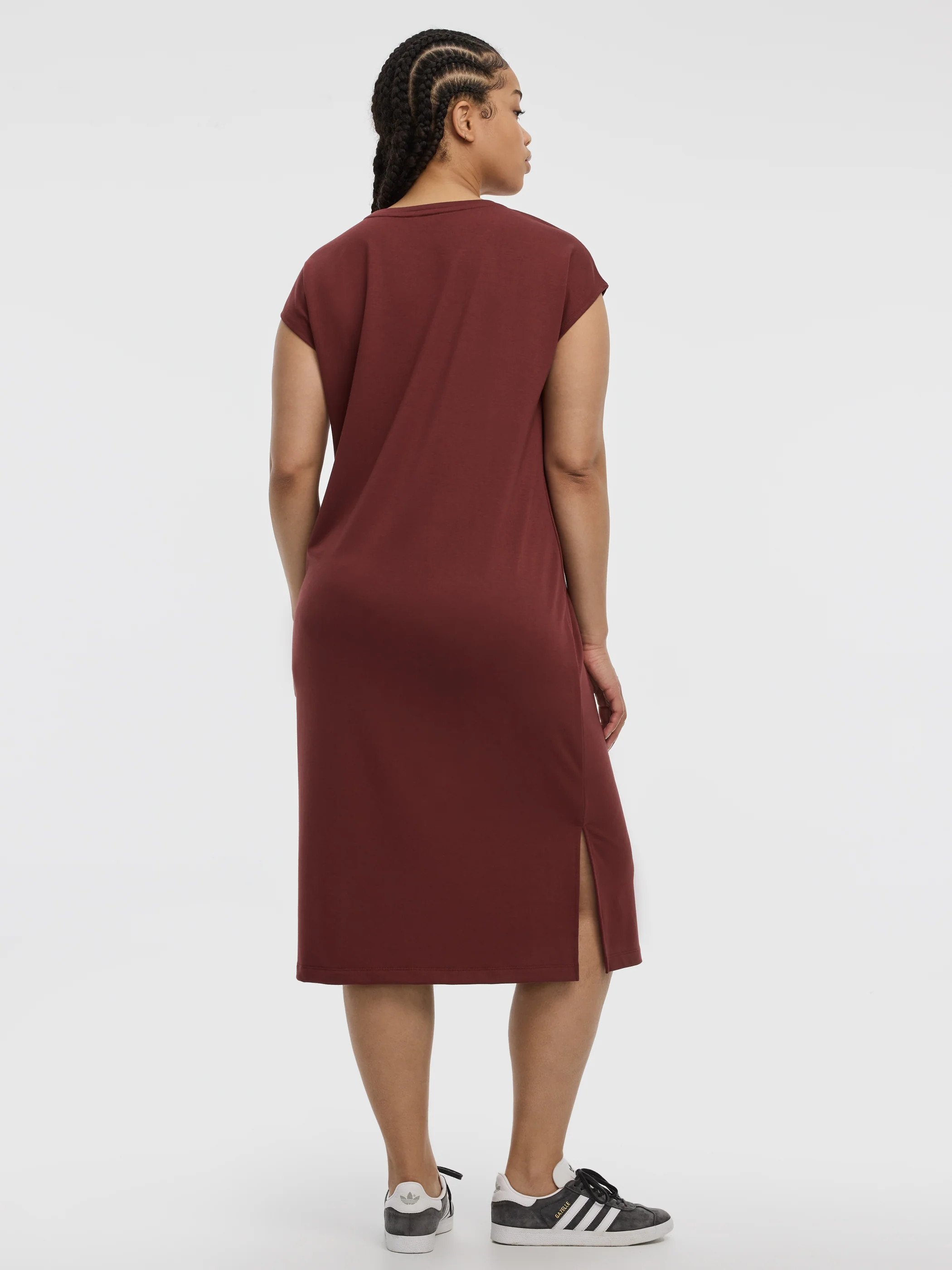Extended-Sleeve Crew-Neck Midi Dress - Image 6