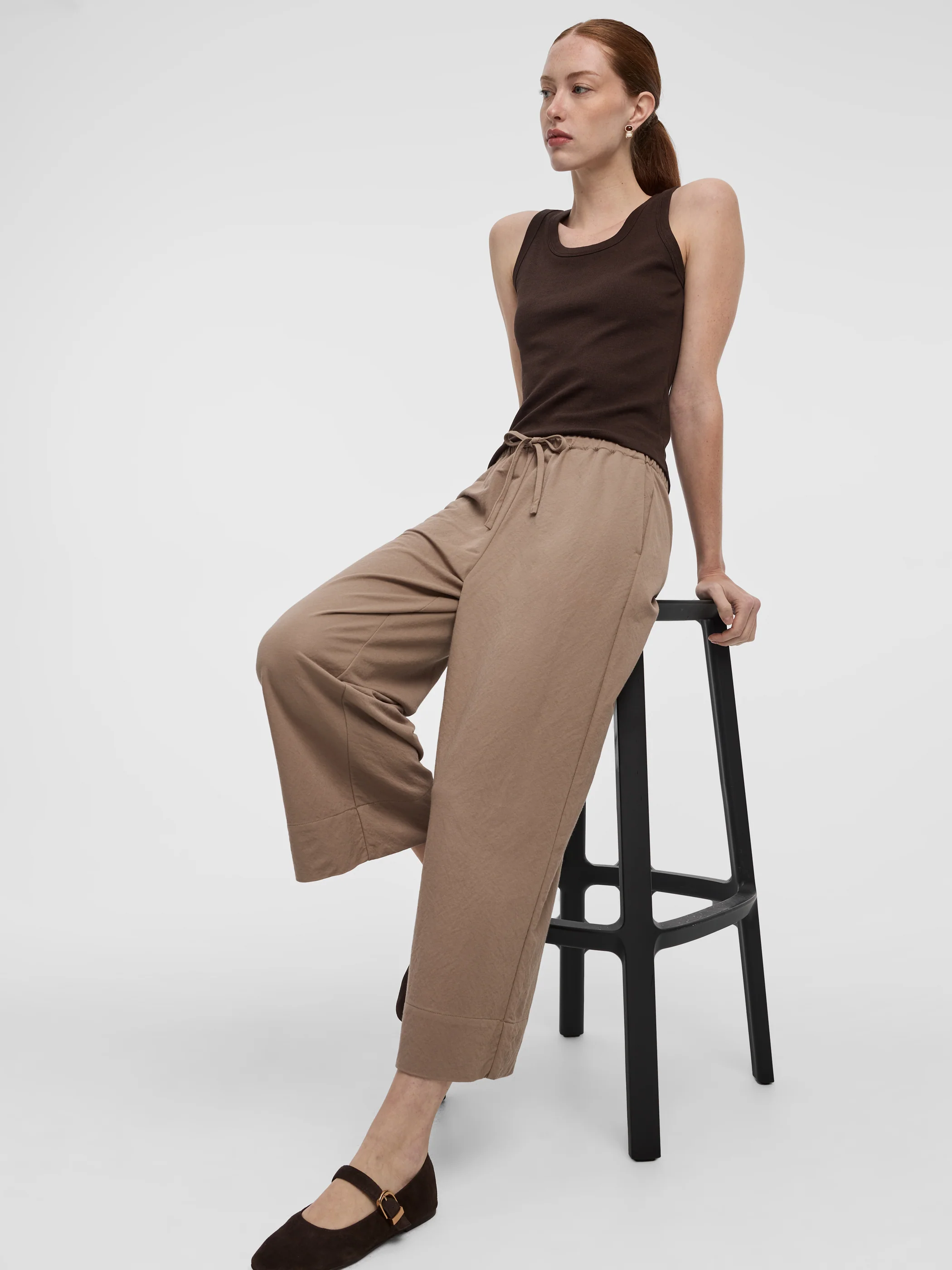 Wide-Leg Cropped Piqué Pant - Image 20