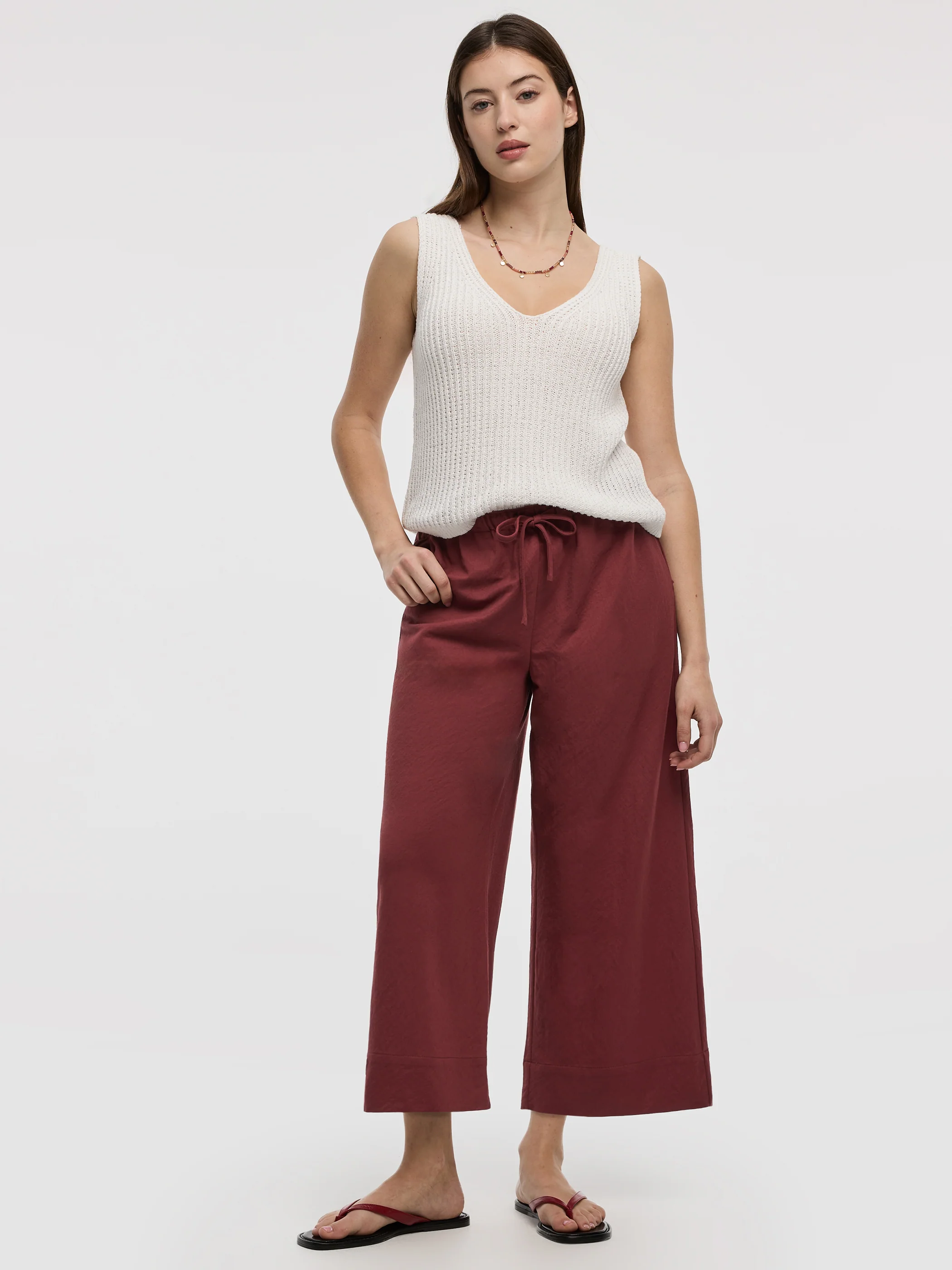 Wide-Leg Cropped Piqué Pant - Image 31