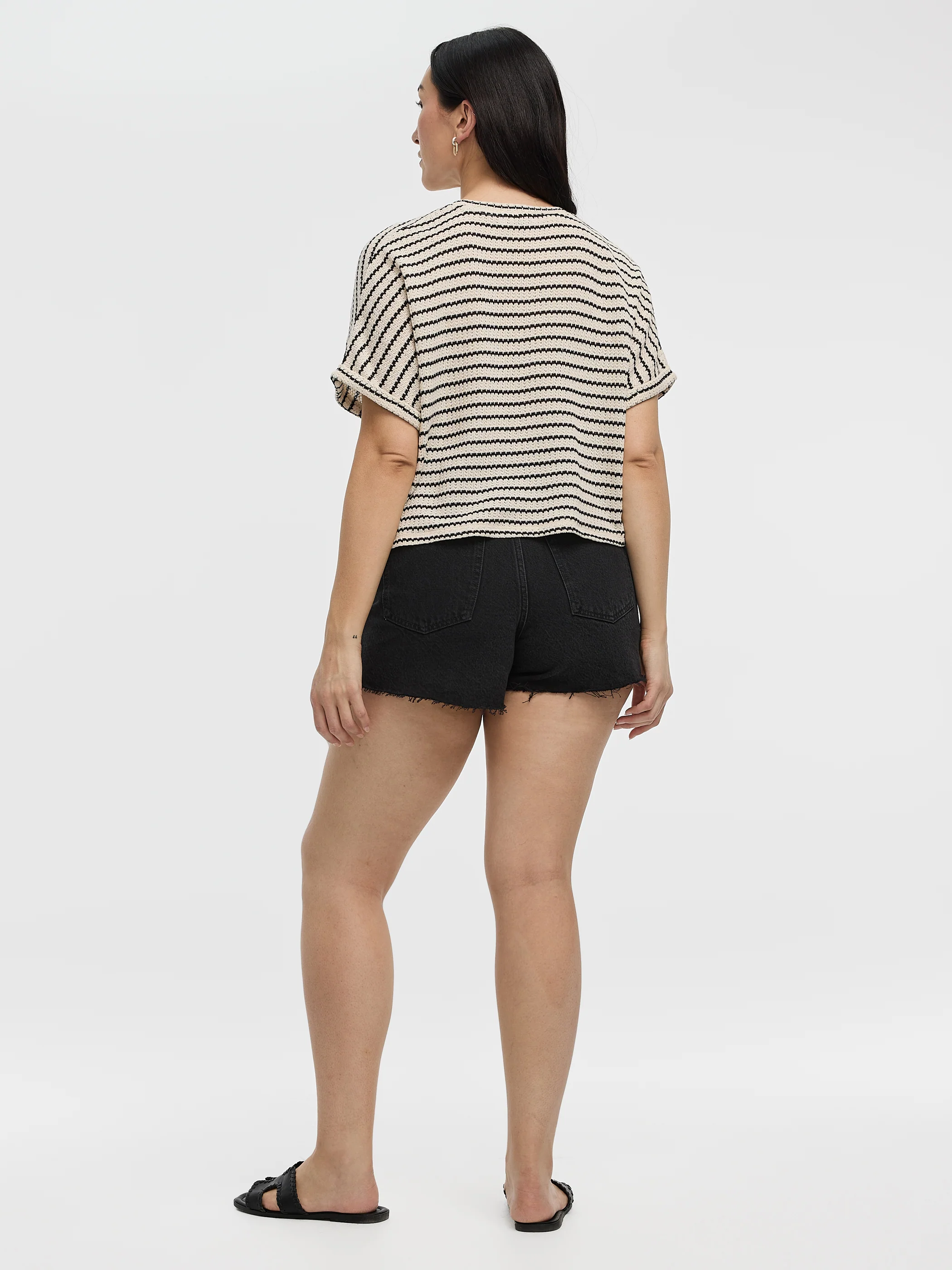 Striped Short-Dolman-Sleeve Crew-Neck Tee - Image 3