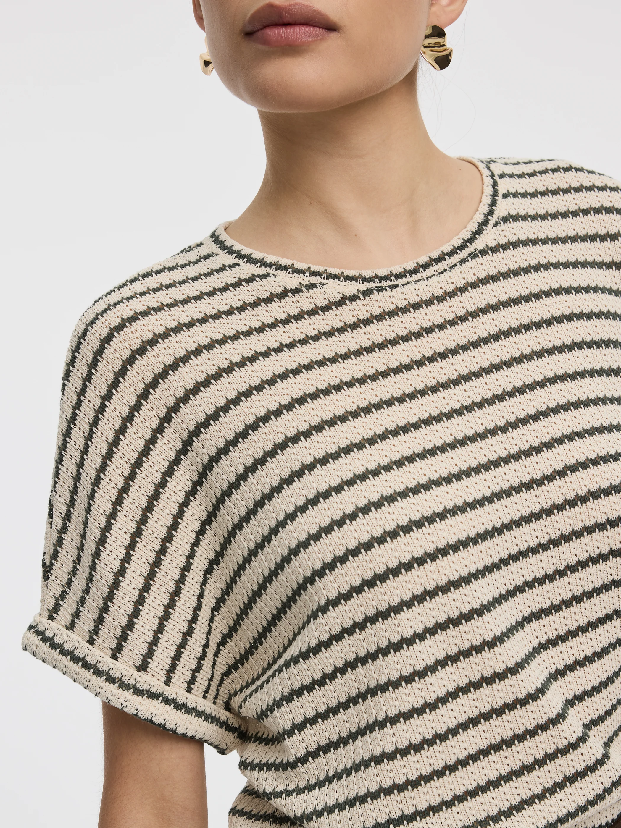 Striped Short-Dolman-Sleeve Crew-Neck Tee - Image 6