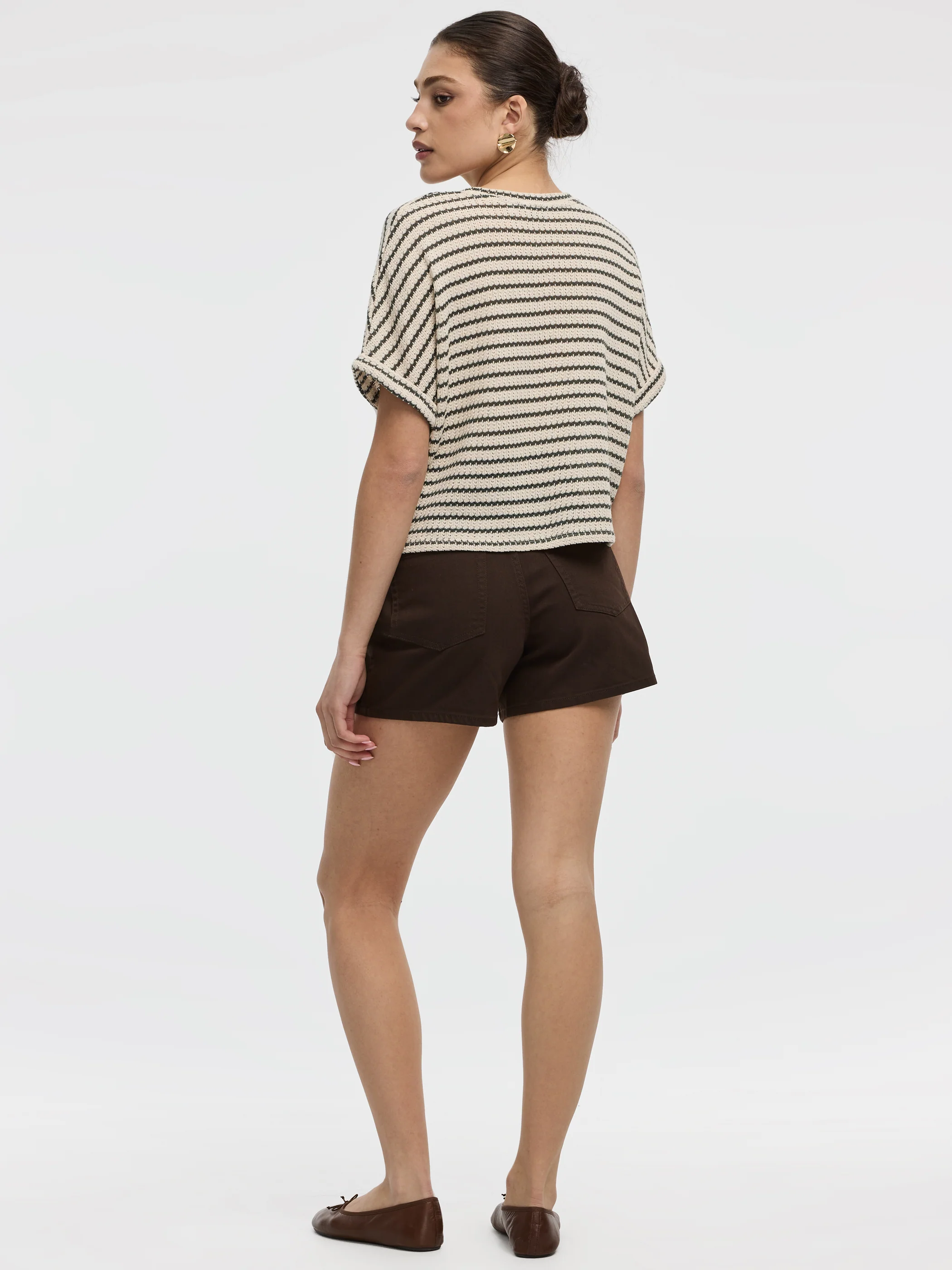 Striped Short-Dolman-Sleeve Crew-Neck Tee - Image 7