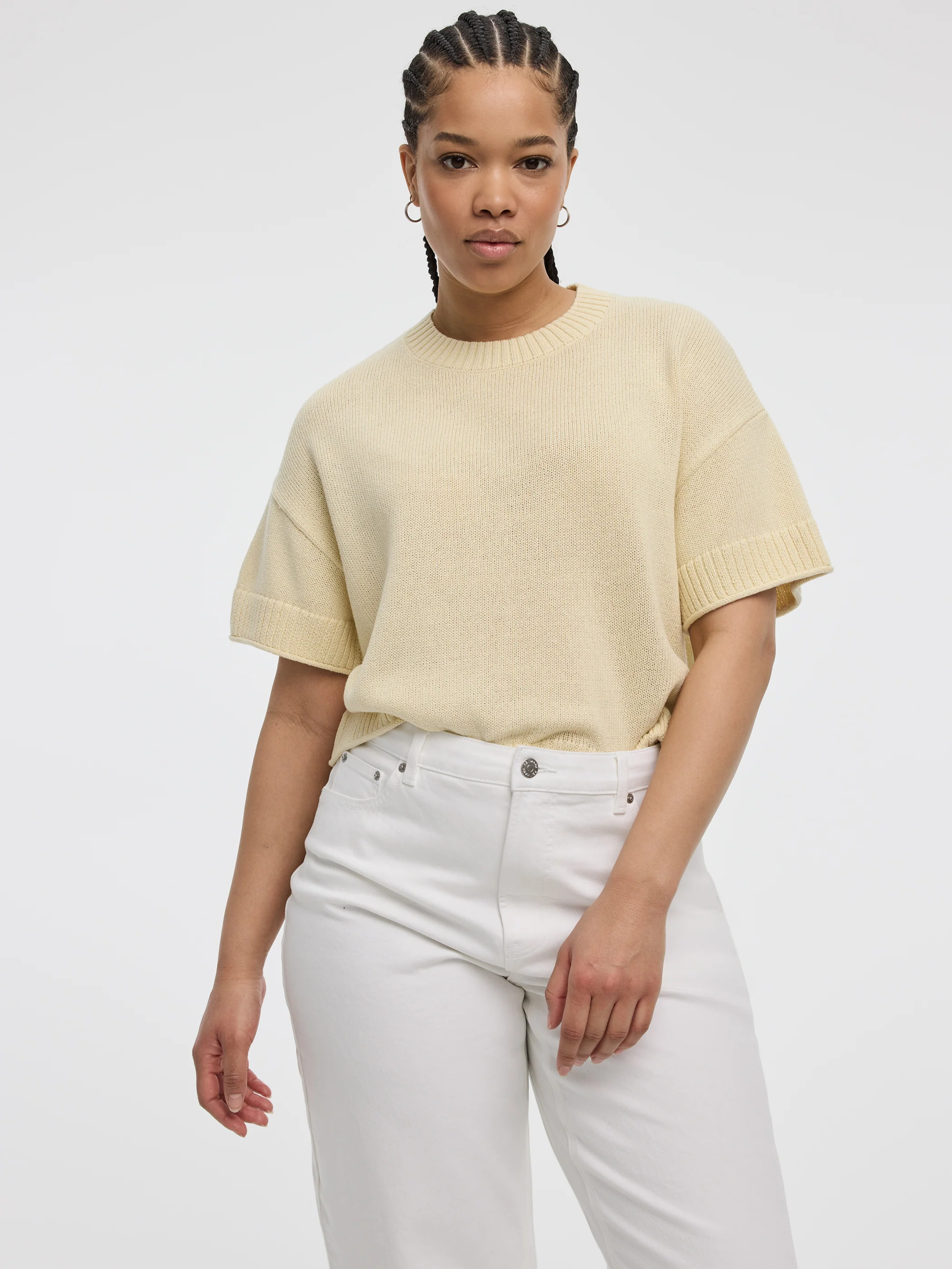 Short-Sleeve Crew-Neck Loose Sweater - Image 13