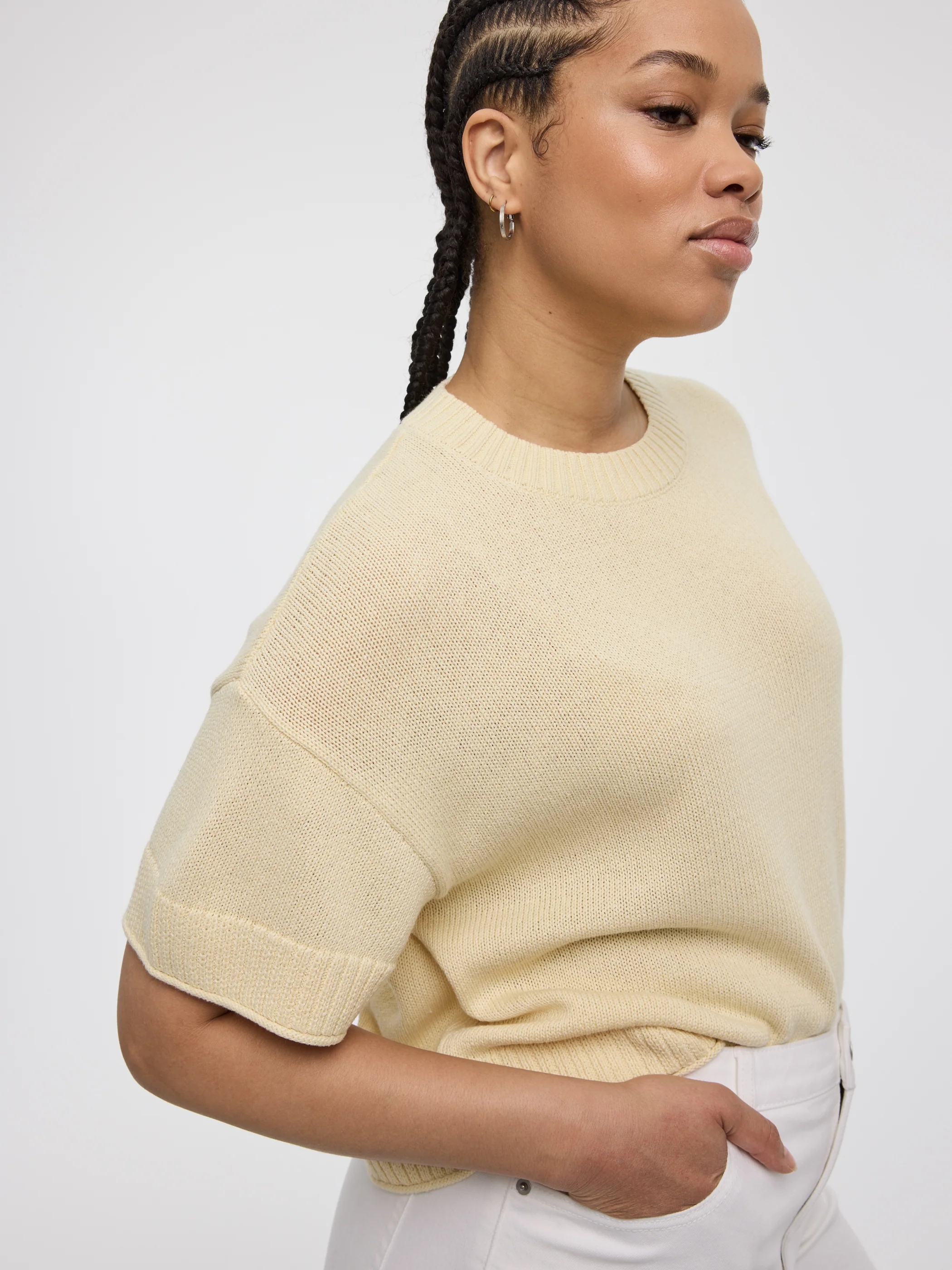 Short-Sleeve Crew-Neck Loose Sweater - Image 14