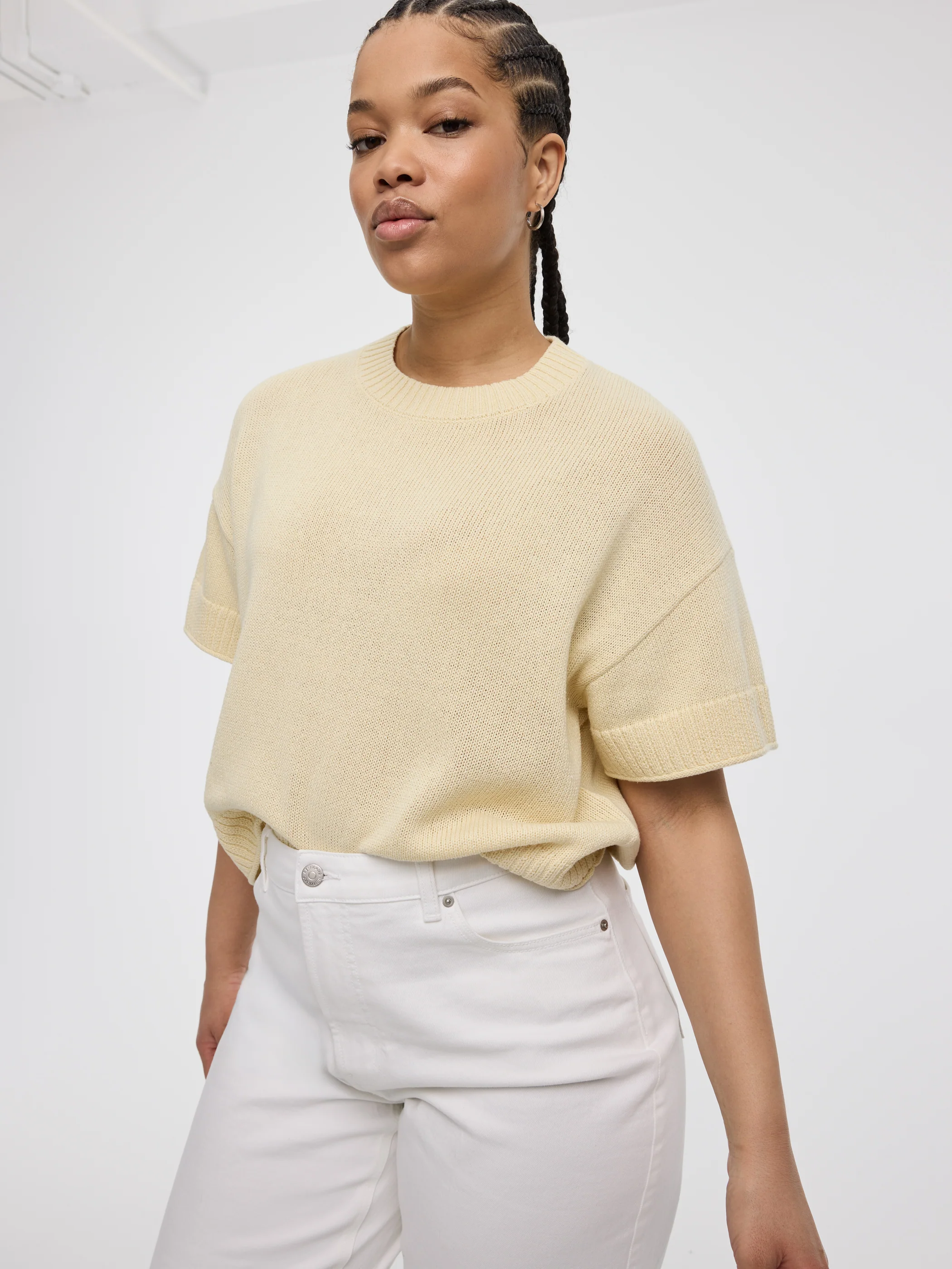 Short-Sleeve Crew-Neck Loose Sweater - Image 16