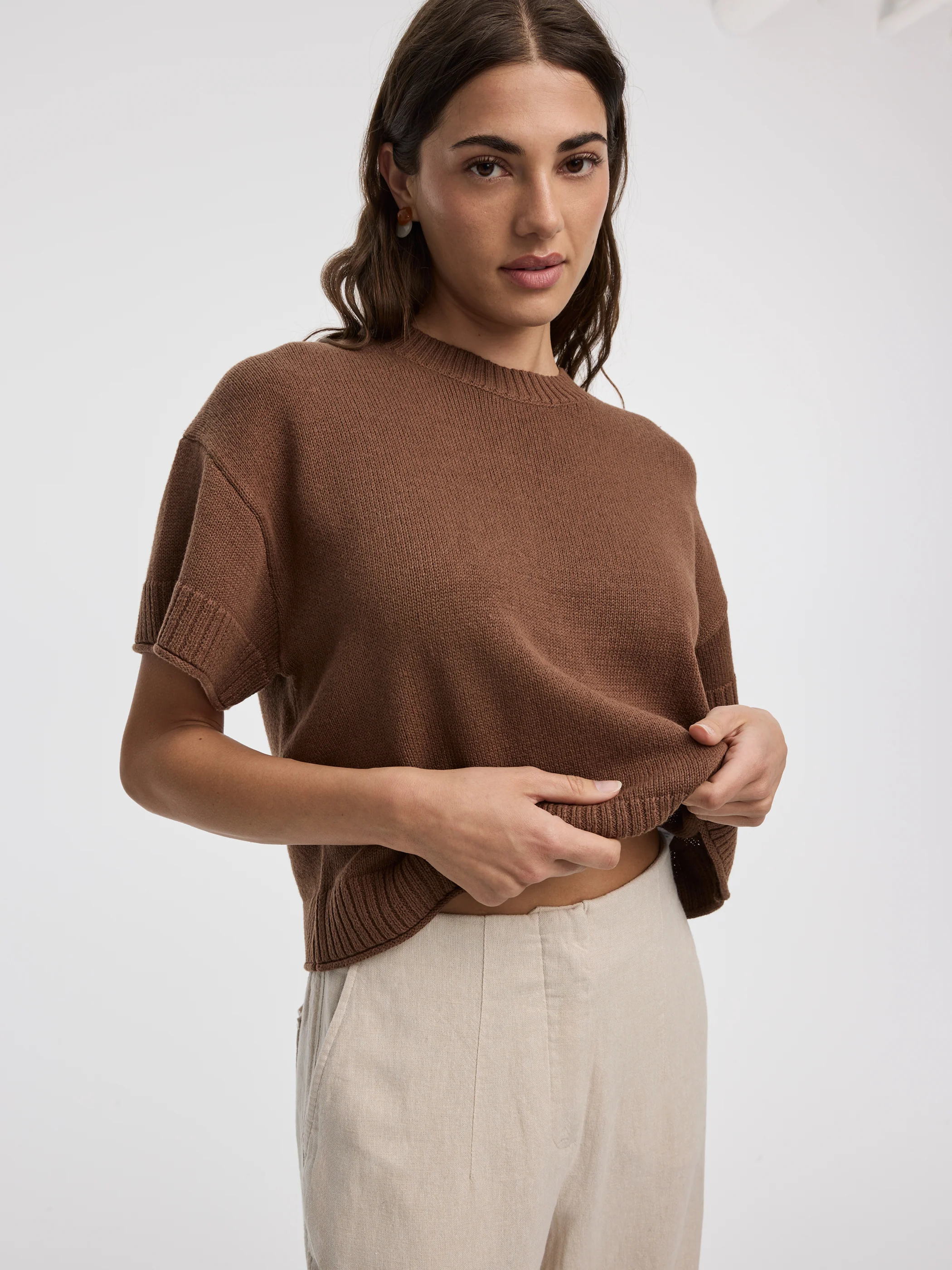 Short-Sleeve Crew-Neck Loose Sweater - Image 4