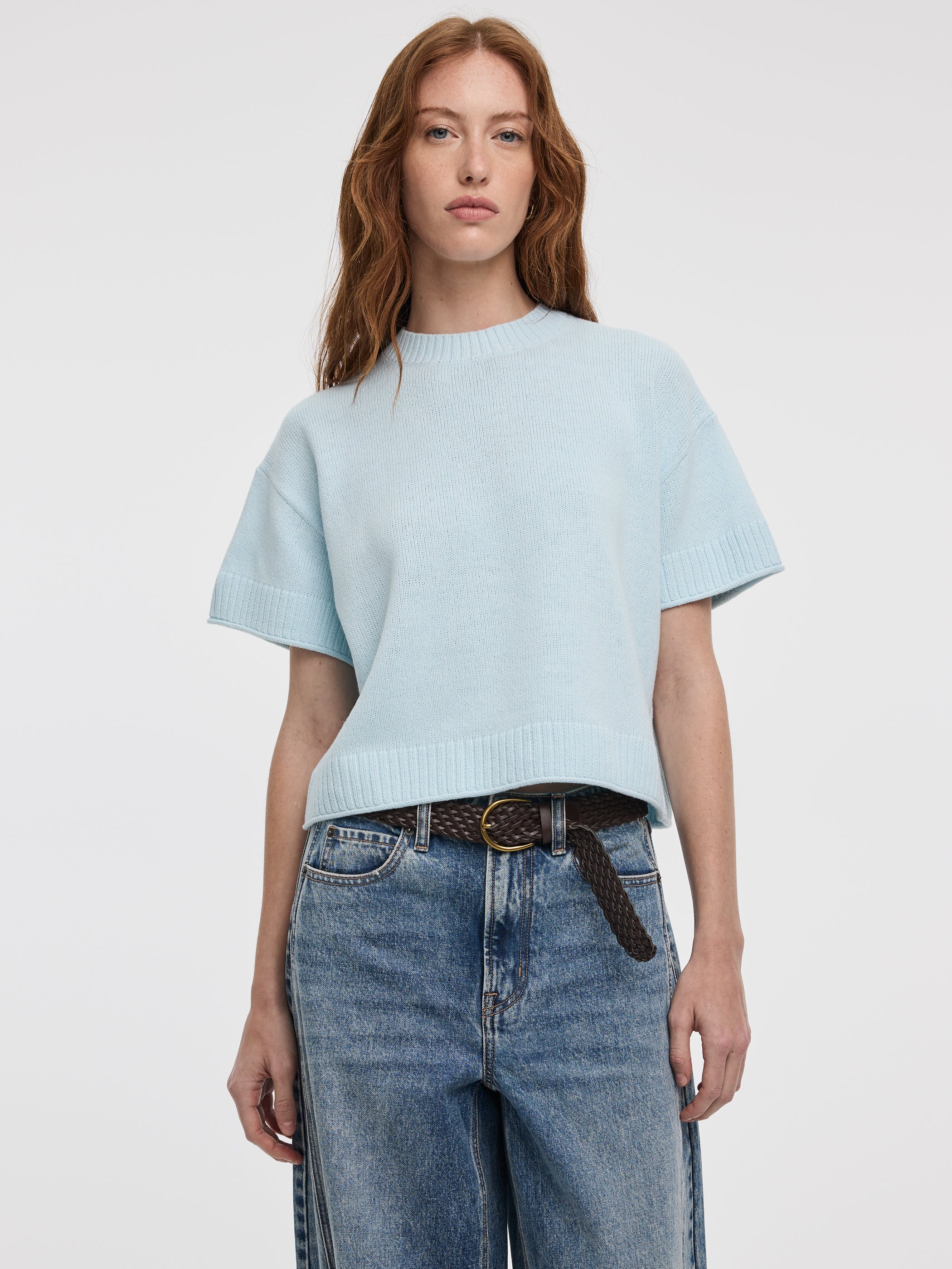 Short-Sleeve Crew-Neck Loose Sweater - Image 5