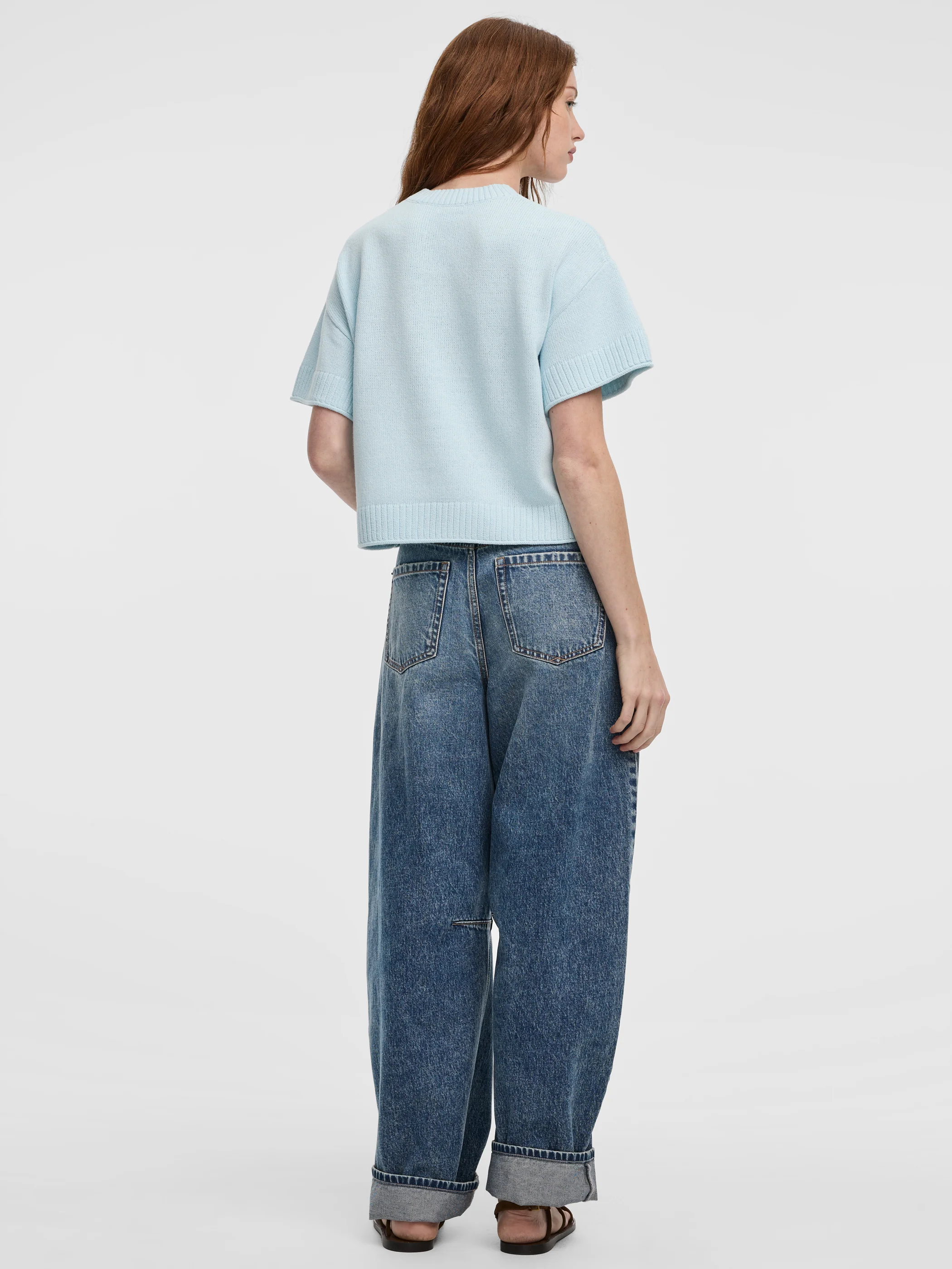 Short-Sleeve Crew-Neck Loose Sweater - Image 7