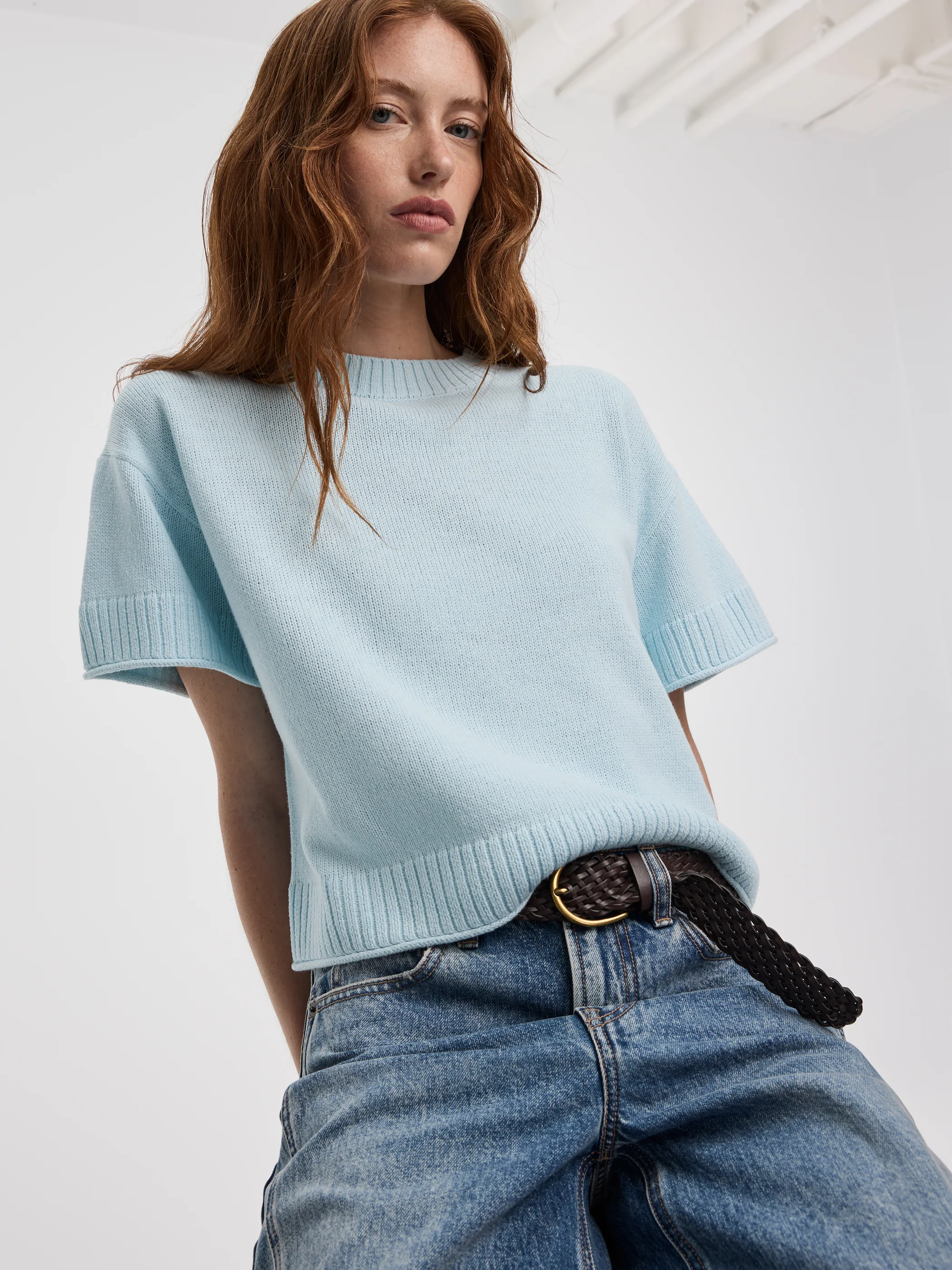 Short-Sleeve Crew-Neck Loose Sweater - Image 8