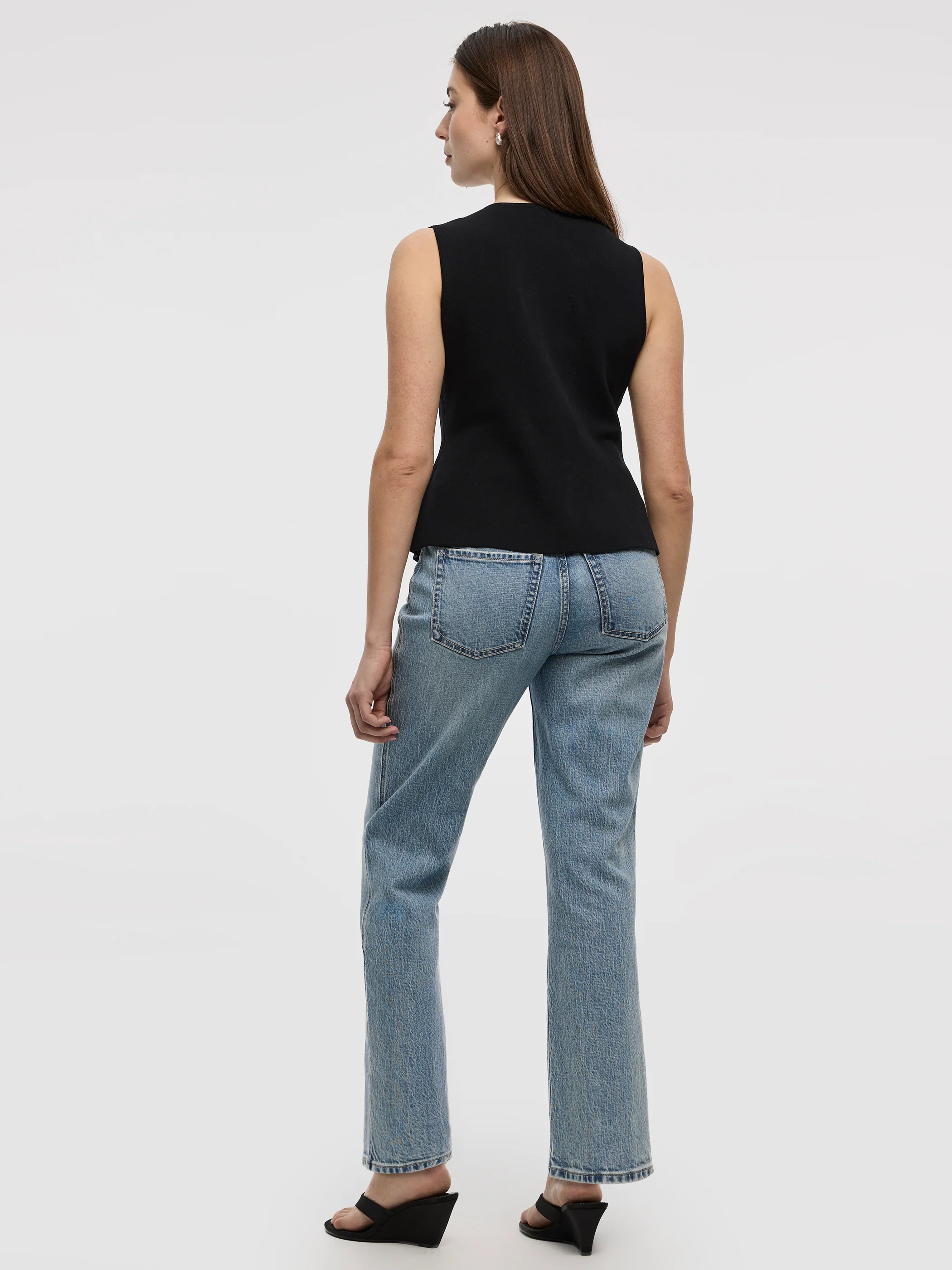 Knit Vest with Peplum Hem - Image 3