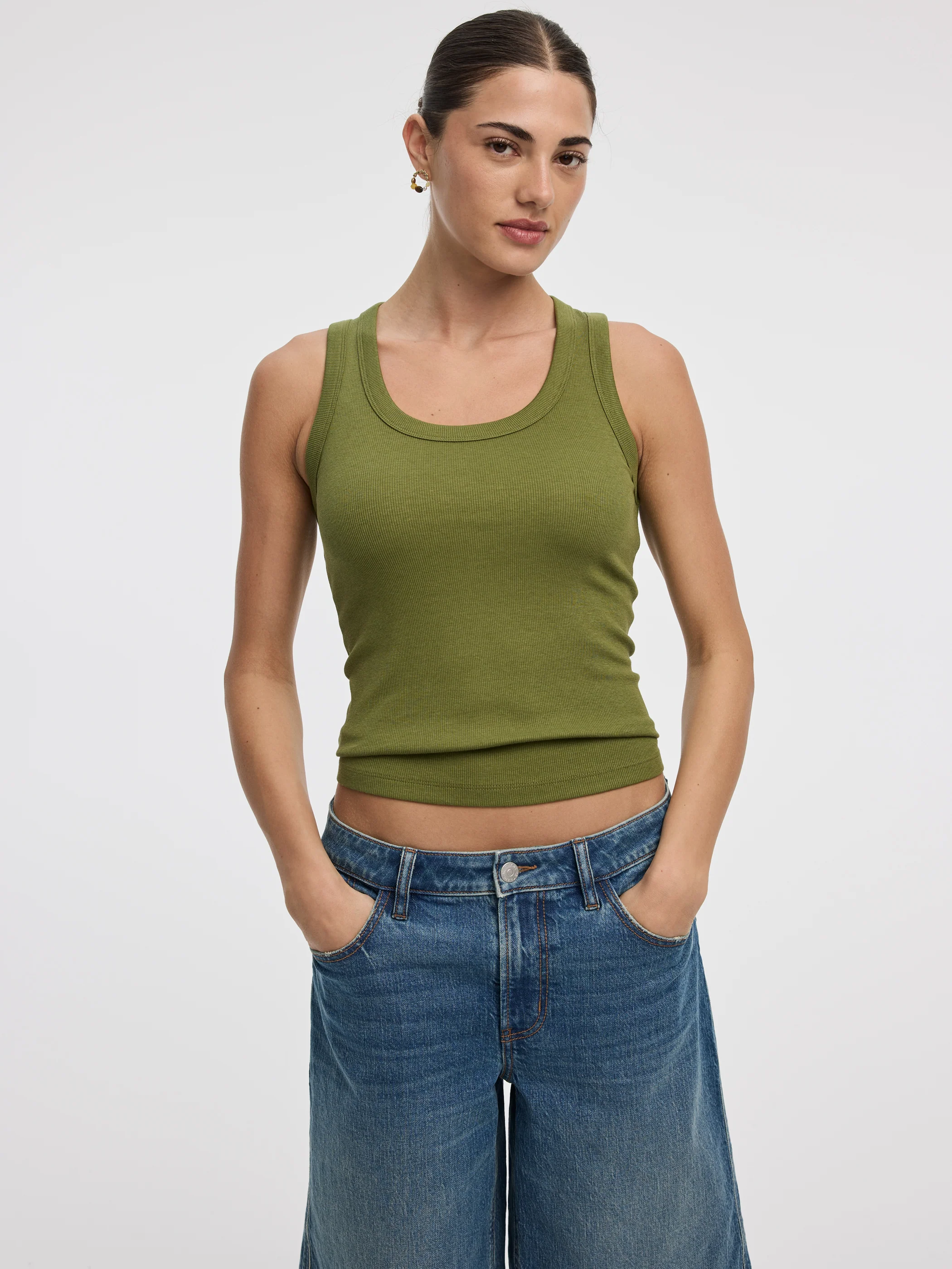 Scoop-Neck Ribbed Tank - Image 17