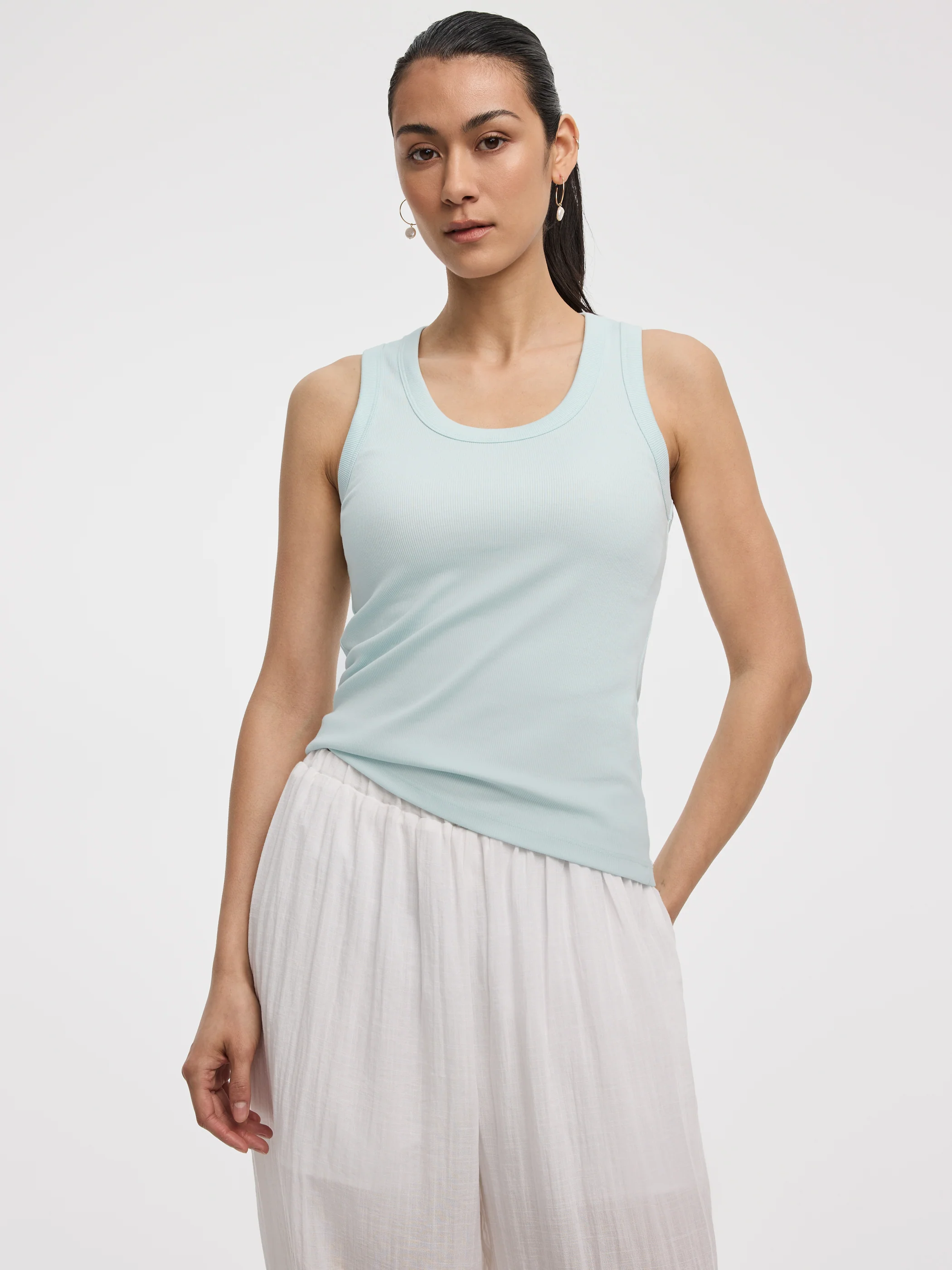 Scoop-Neck Ribbed Tank - Image 25