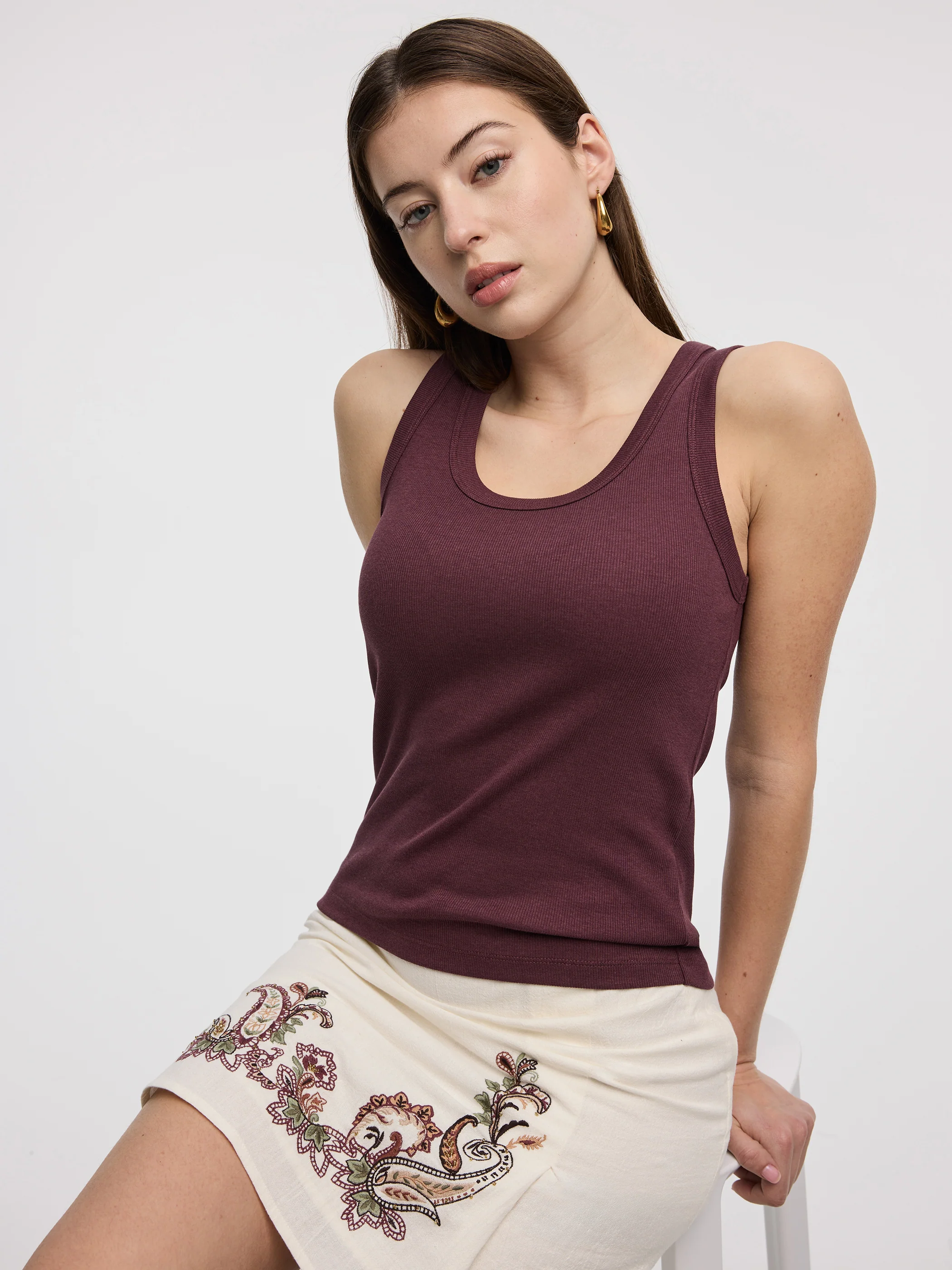 Scoop-Neck Ribbed Tank - Image 32