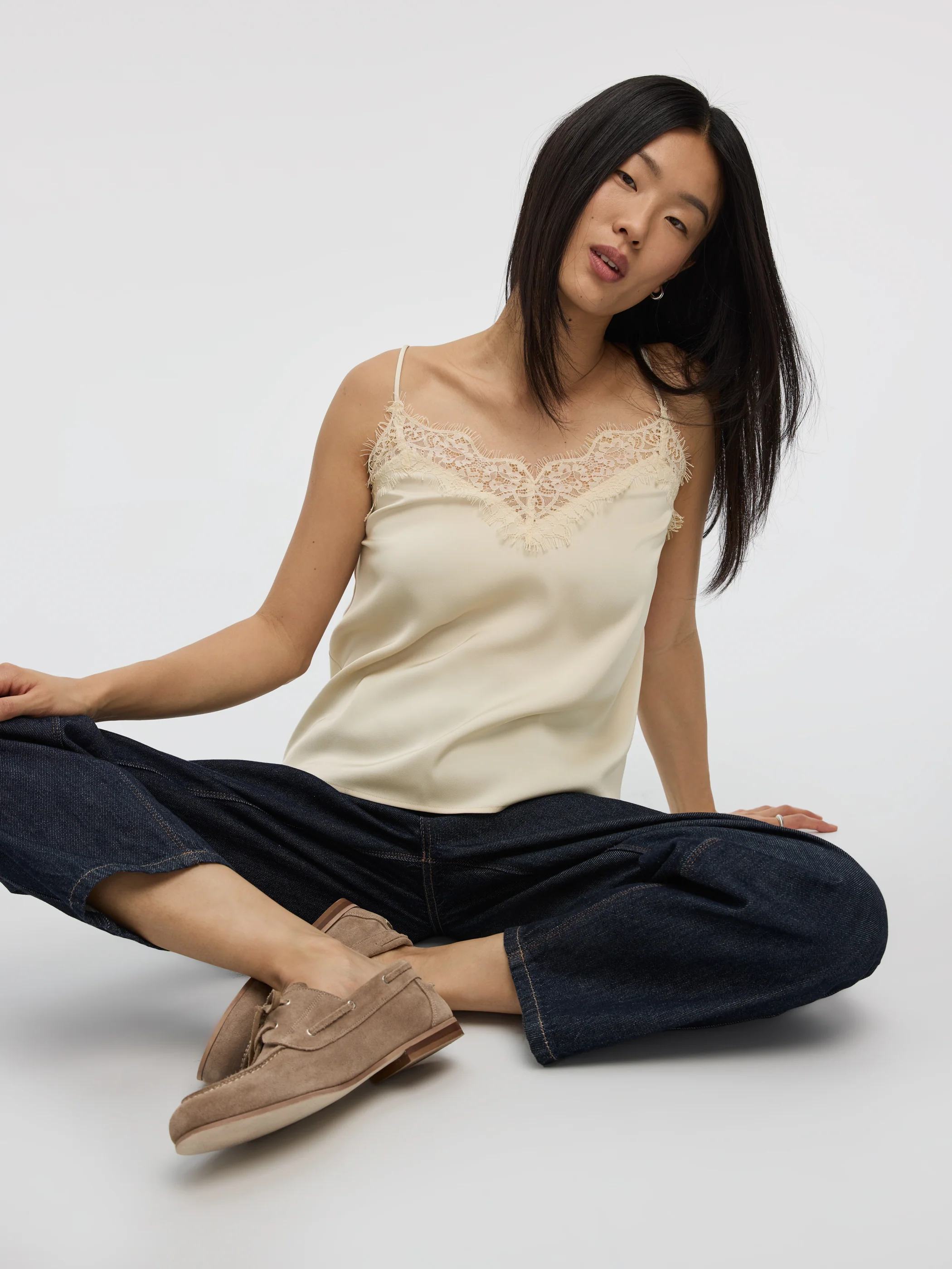 V-Neck Cami with Lace Trim - Image 3