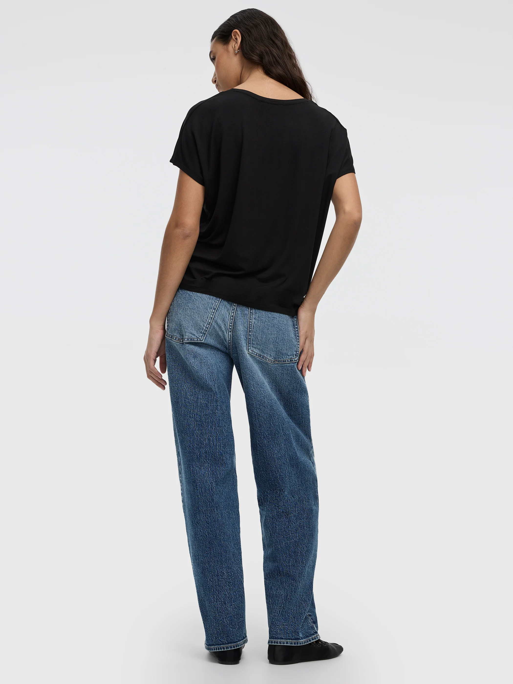 Short-Dolman-Sleeve V-Neck Tee - Image 3