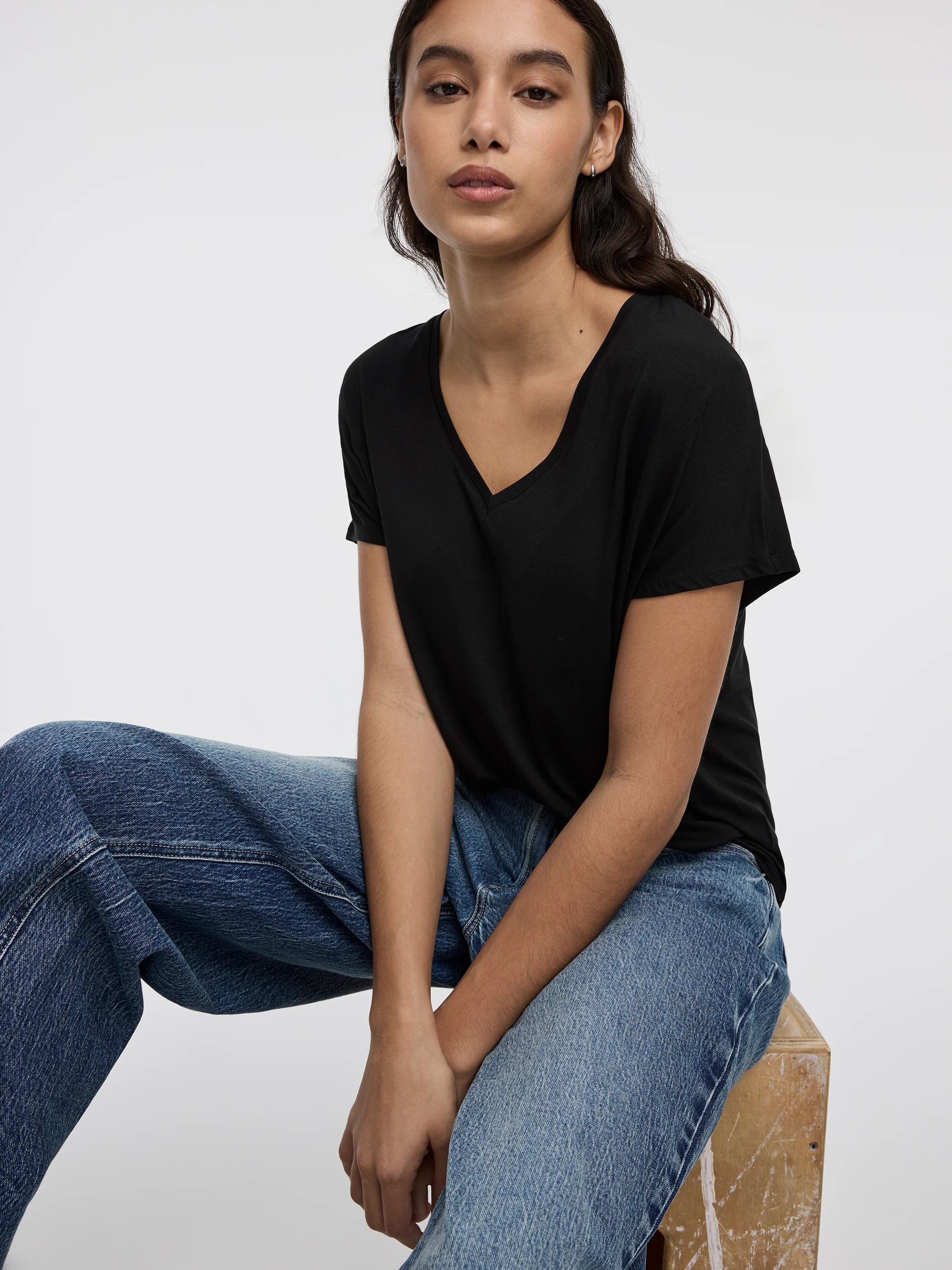 Short-Dolman-Sleeve V-Neck Tee - Image 4