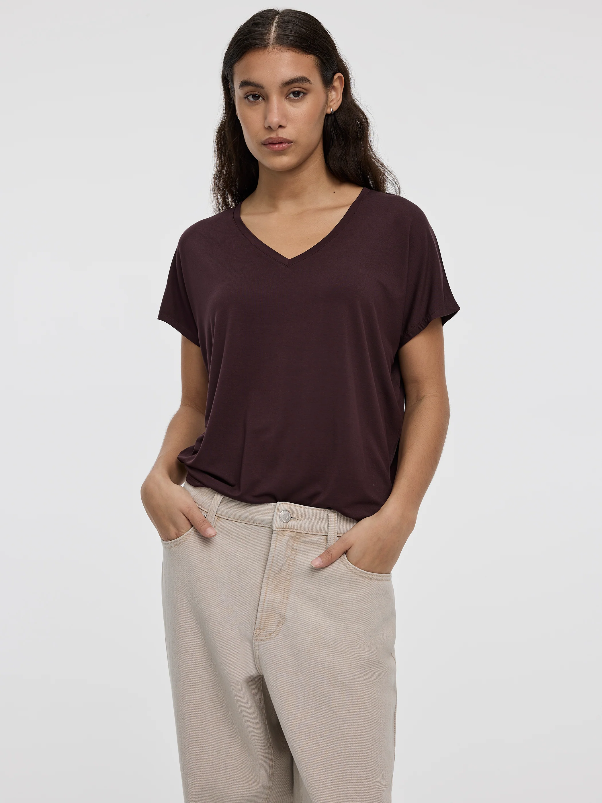 Short-Dolman-Sleeve V-Neck Tee - Image 5